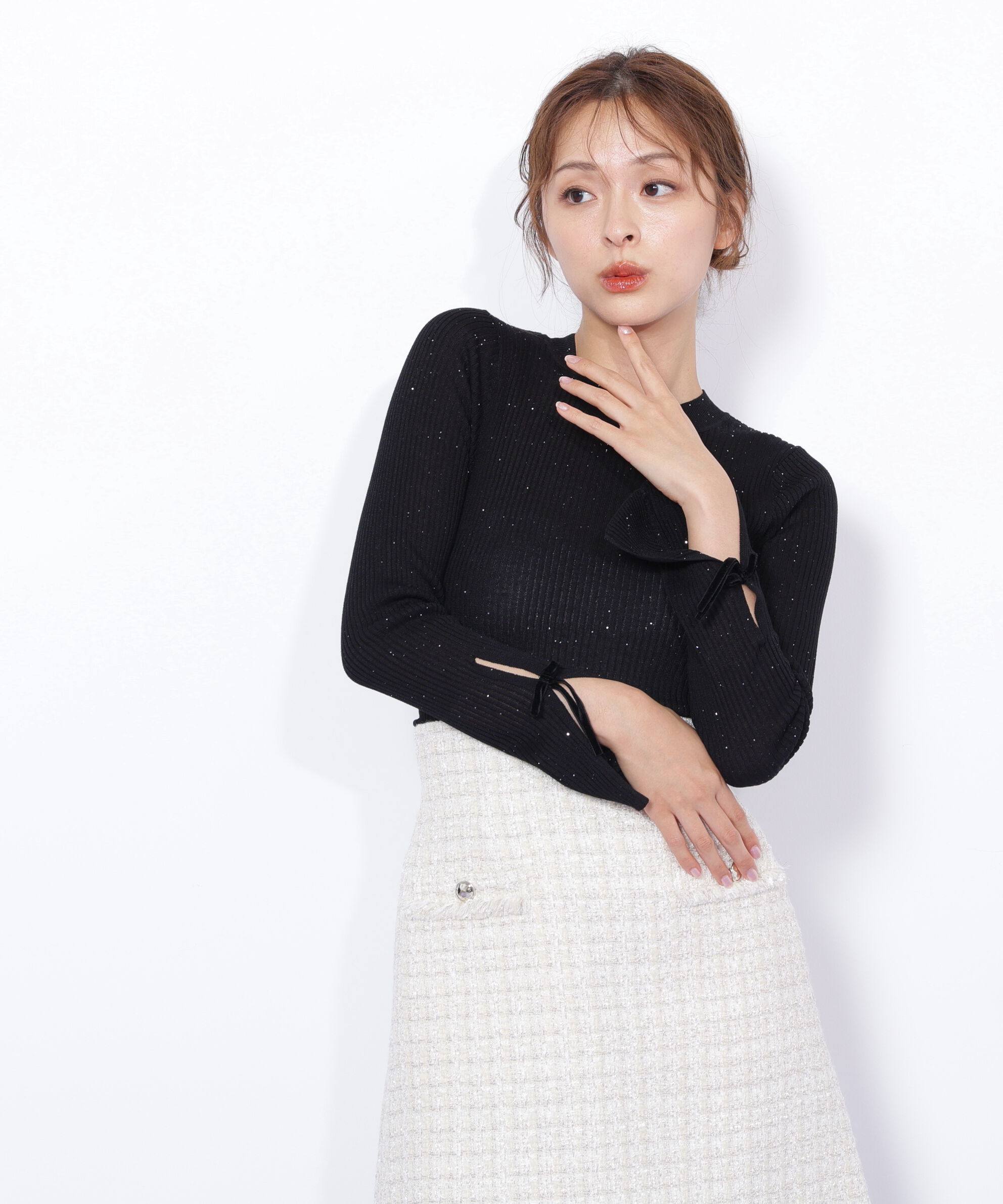  「スパンコールコンパクトリブニット」|ニット・セーター|