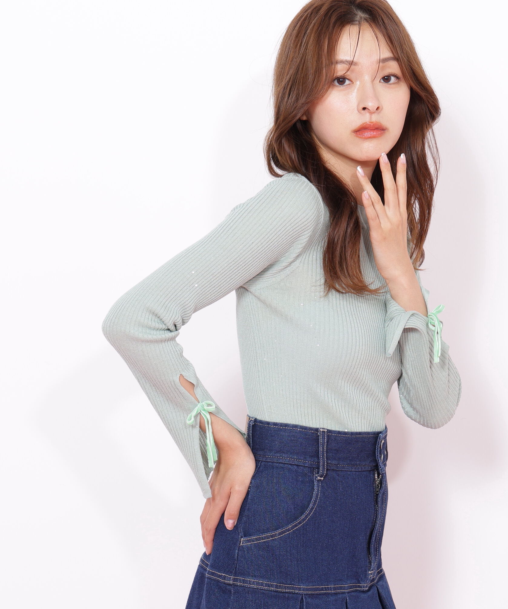  「スパンコールコンパクトリブニット」|ニット・セーター|