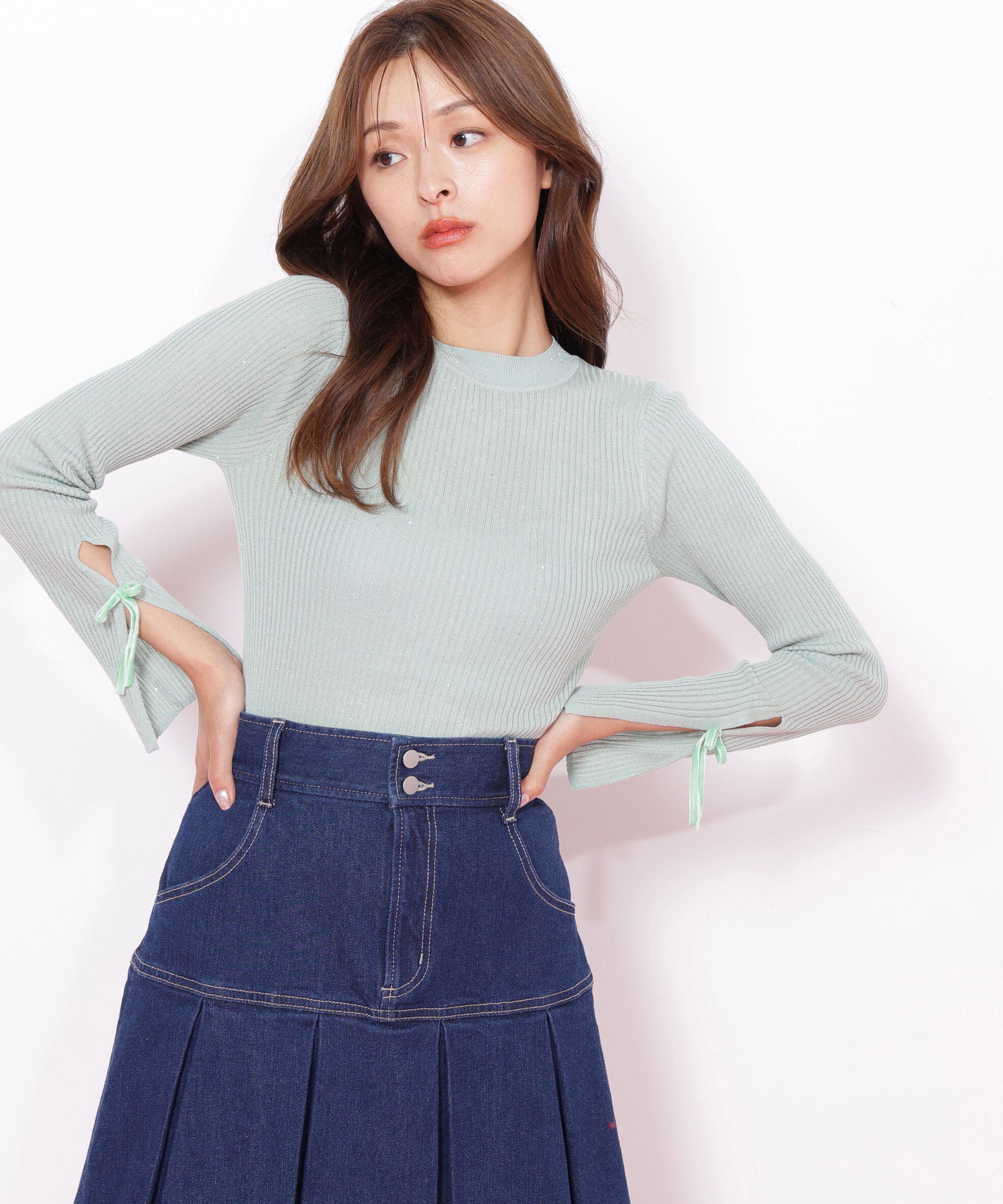  「スパンコールコンパクトリブニット」|ニット・セーター|