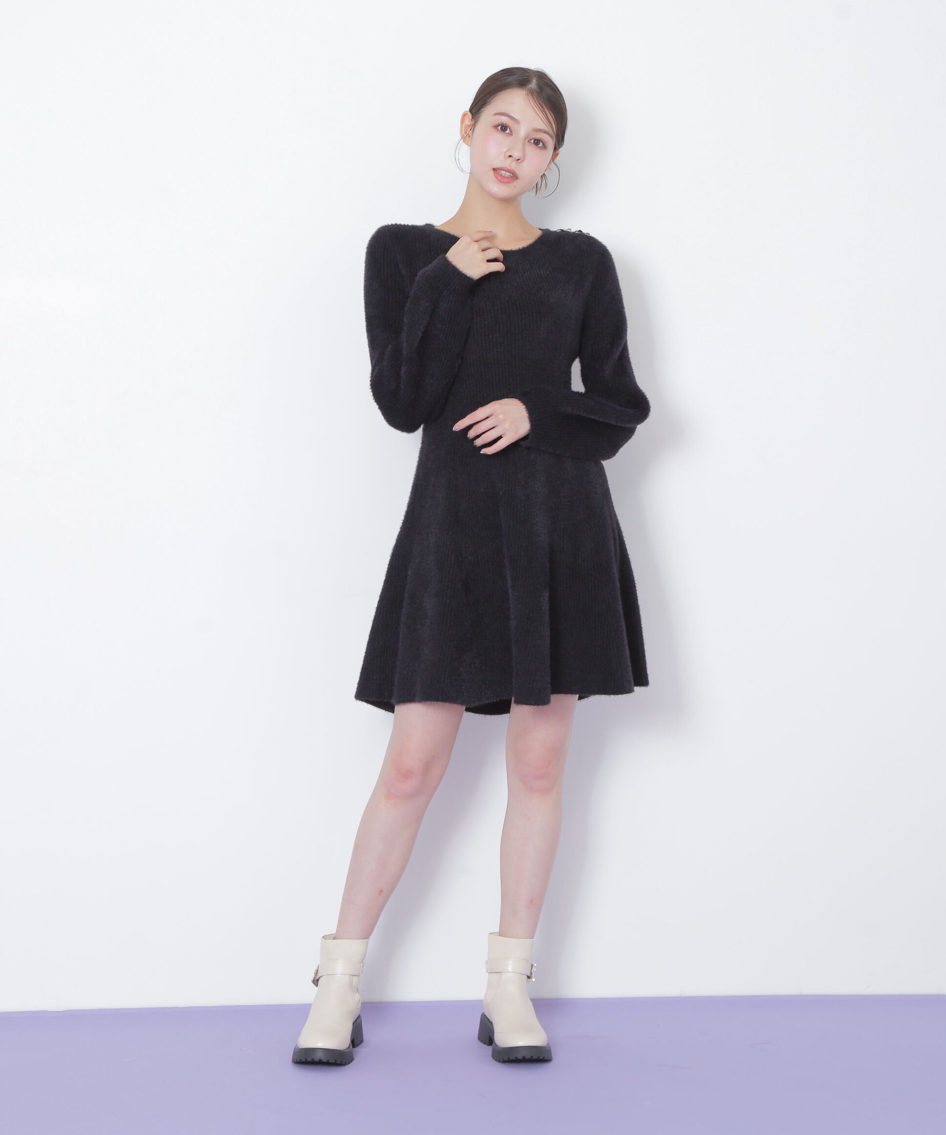  「シャギーミニニットワンピース」|ワンピース|