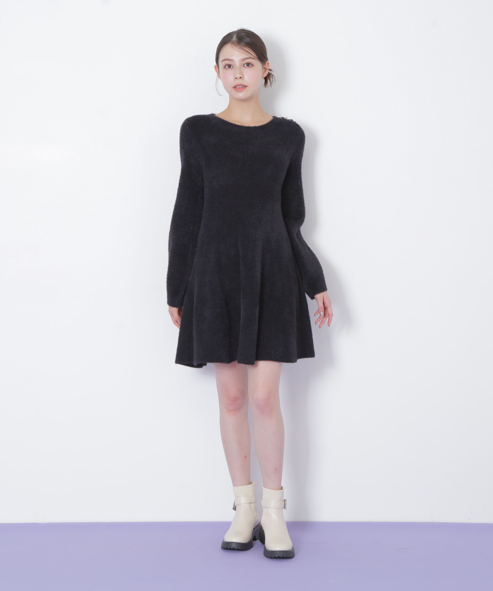 「シャギーミニニットワンピース」|ワンピース|