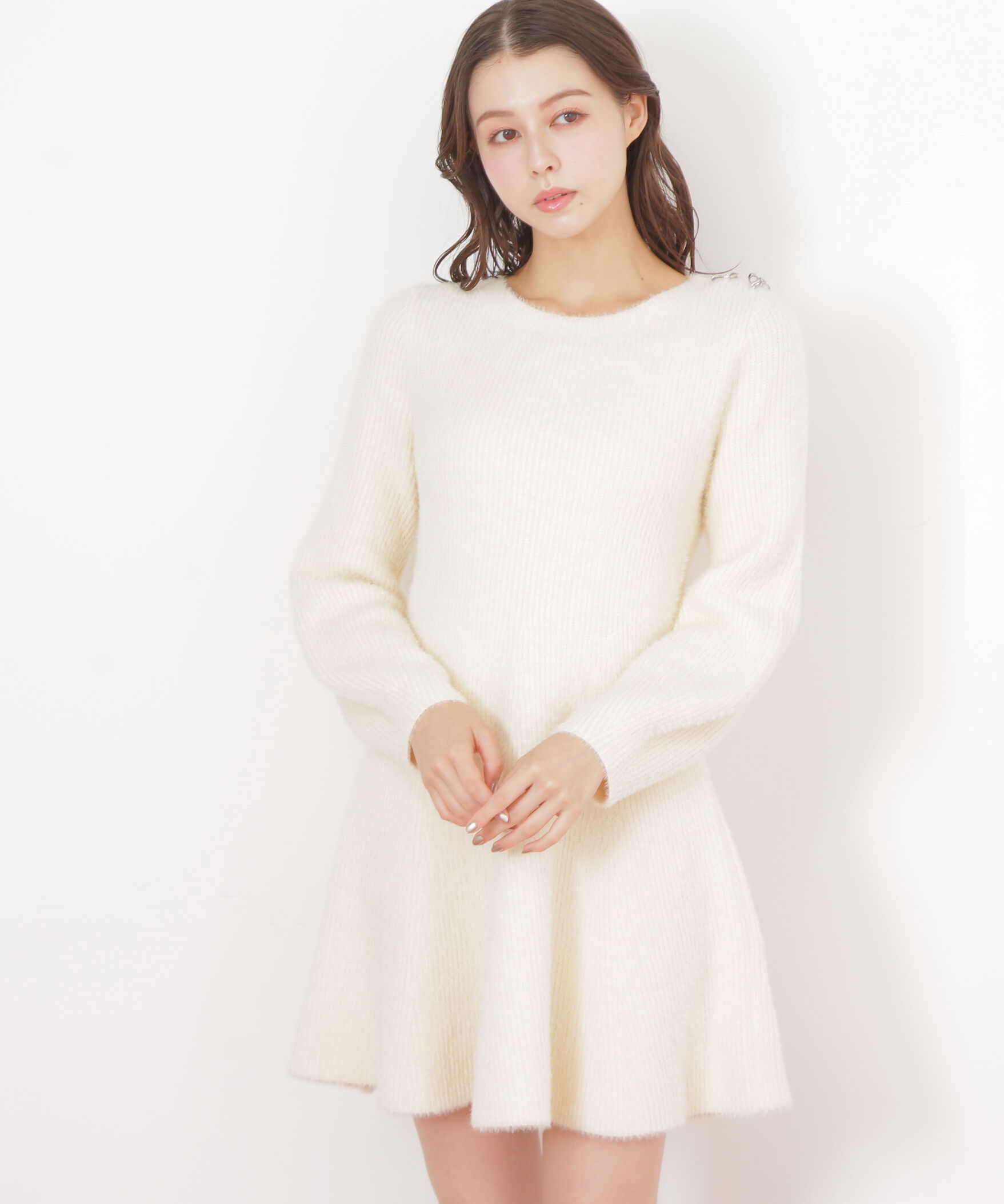  「シャギーミニニットワンピース」|ワンピース|