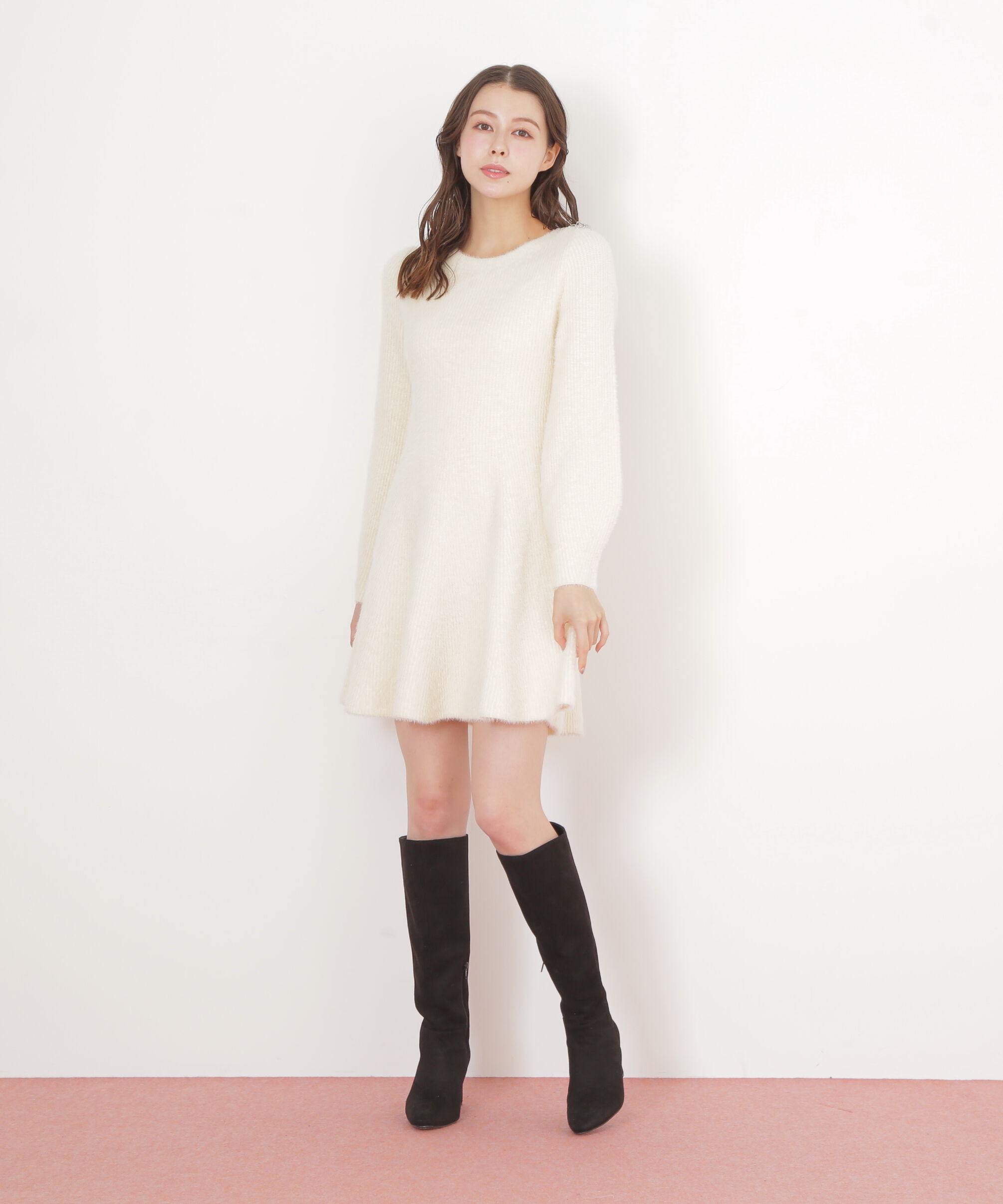  「シャギーミニニットワンピース」|ワンピース|