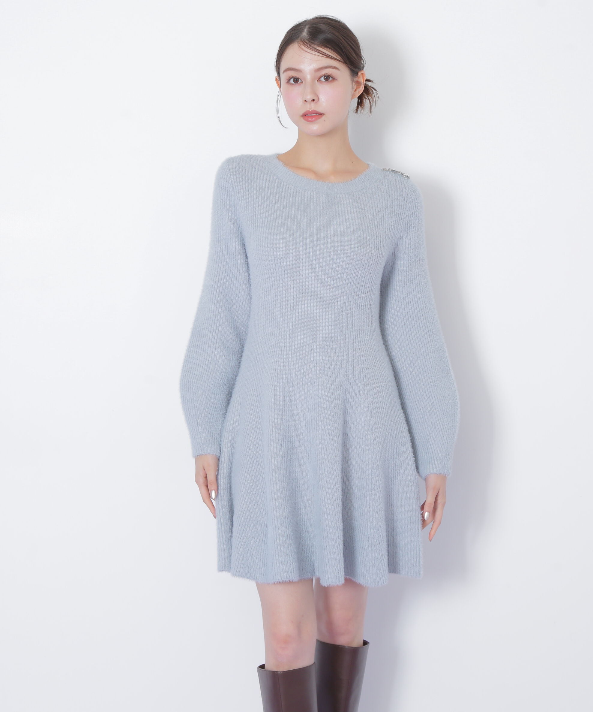  「シャギーミニニットワンピース」|ワンピース|