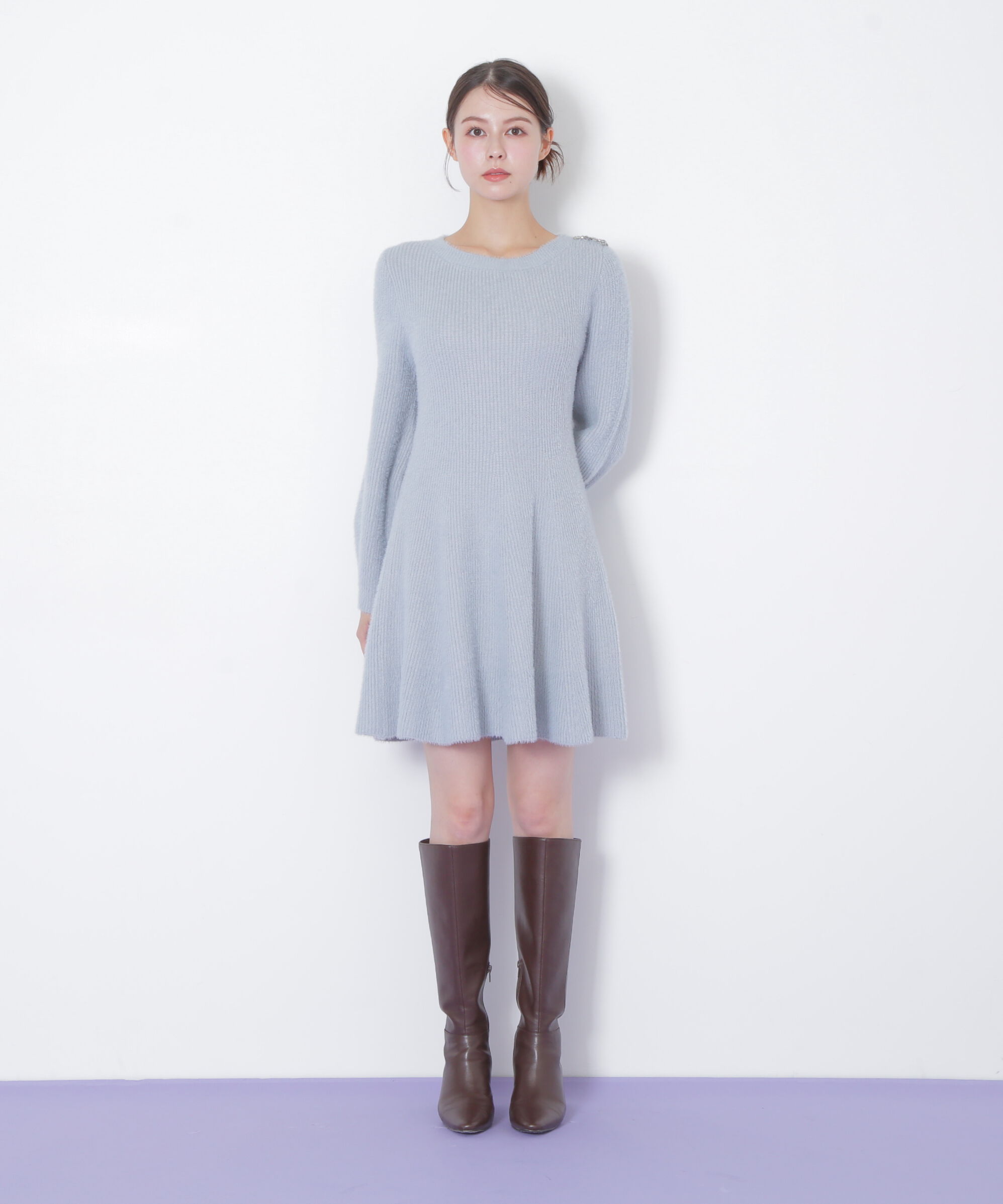  「シャギーミニニットワンピース」|ワンピース|