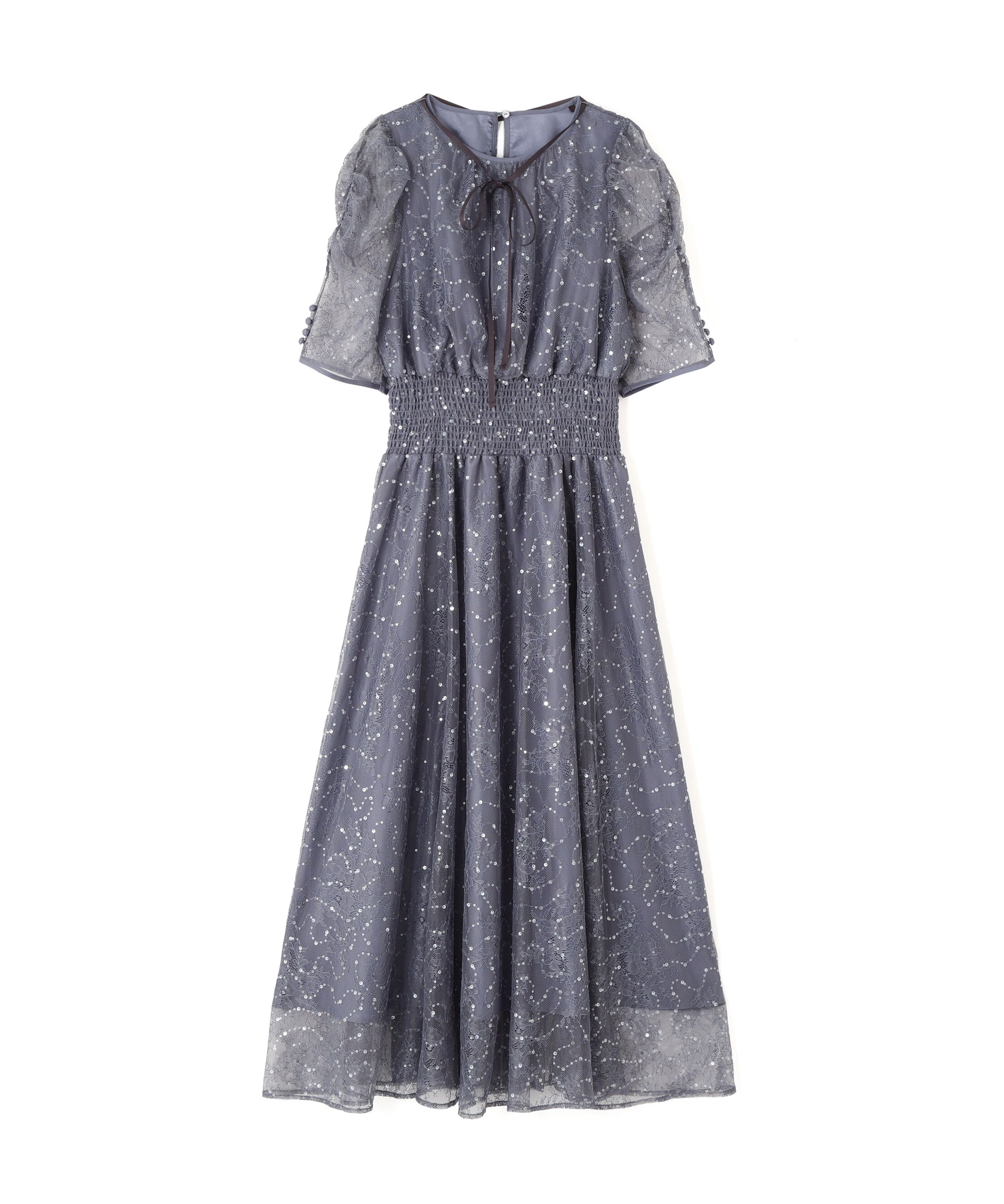  「スパンコール付きレースワンピース」|ワンピース|