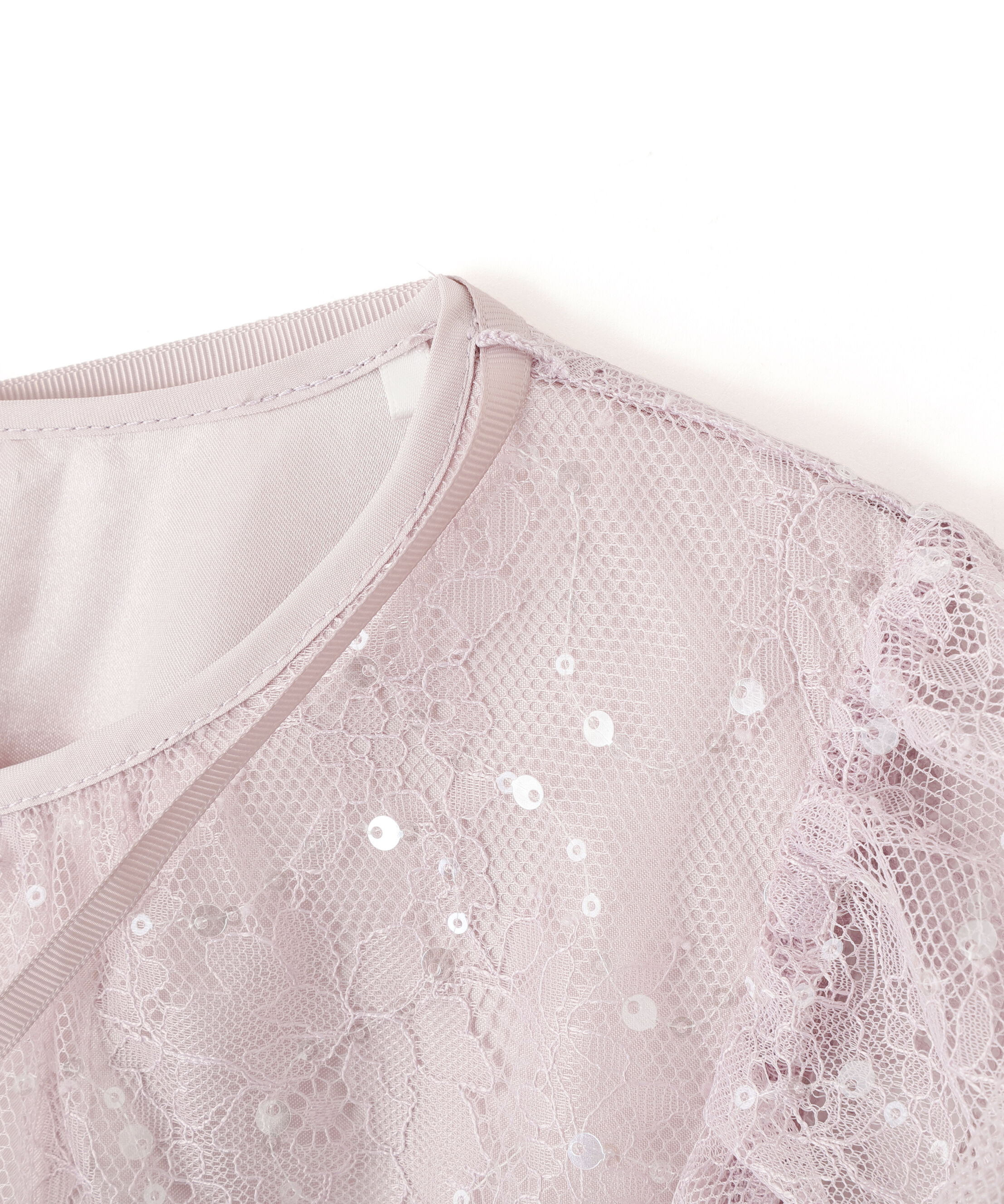  「スパンコール付きレースワンピース」|ワンピース|