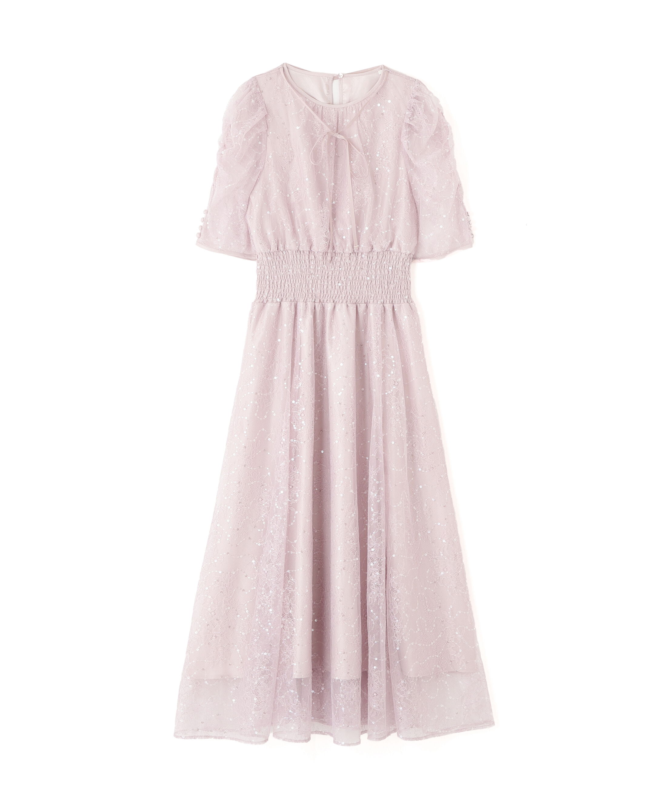  「スパンコール付きレースワンピース」|ワンピース|