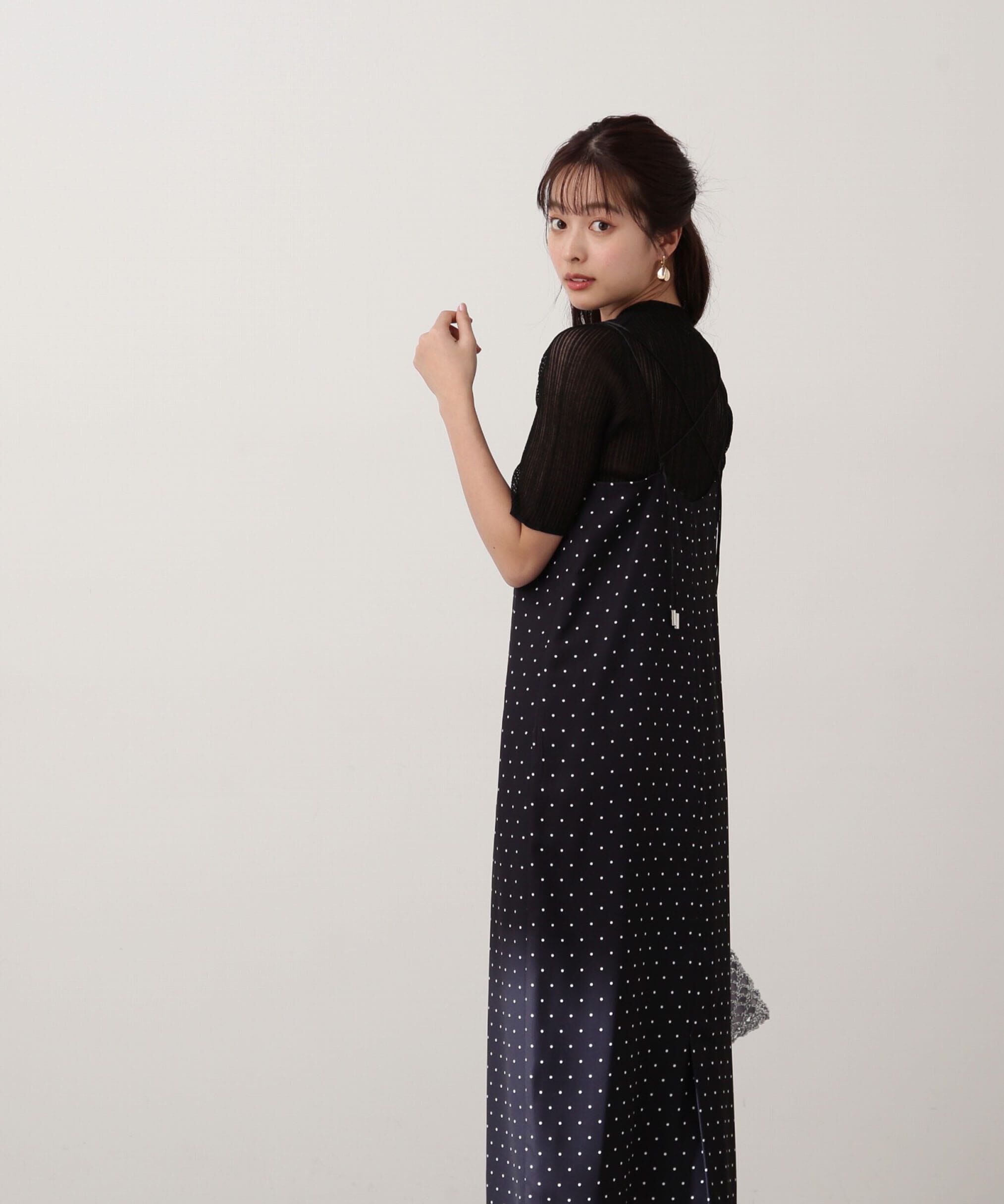 PROPORTION BODY DRESSING「ナローキャミジャンスカ」|ワンピース|ブラック&times;ホ  1