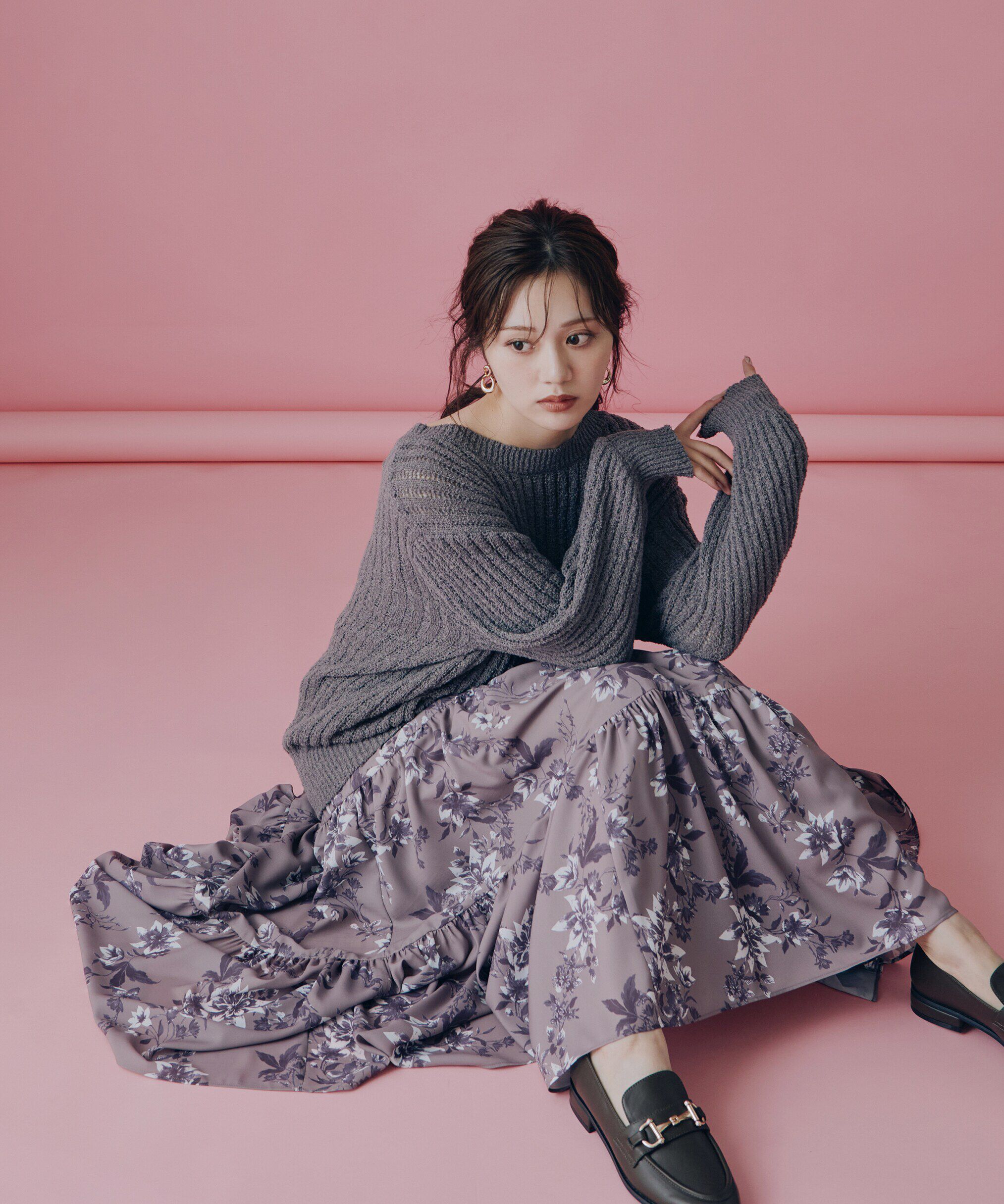 PROPORTION BODY DRESSING「花柄ティアードスカート」|スカート|ブラウン