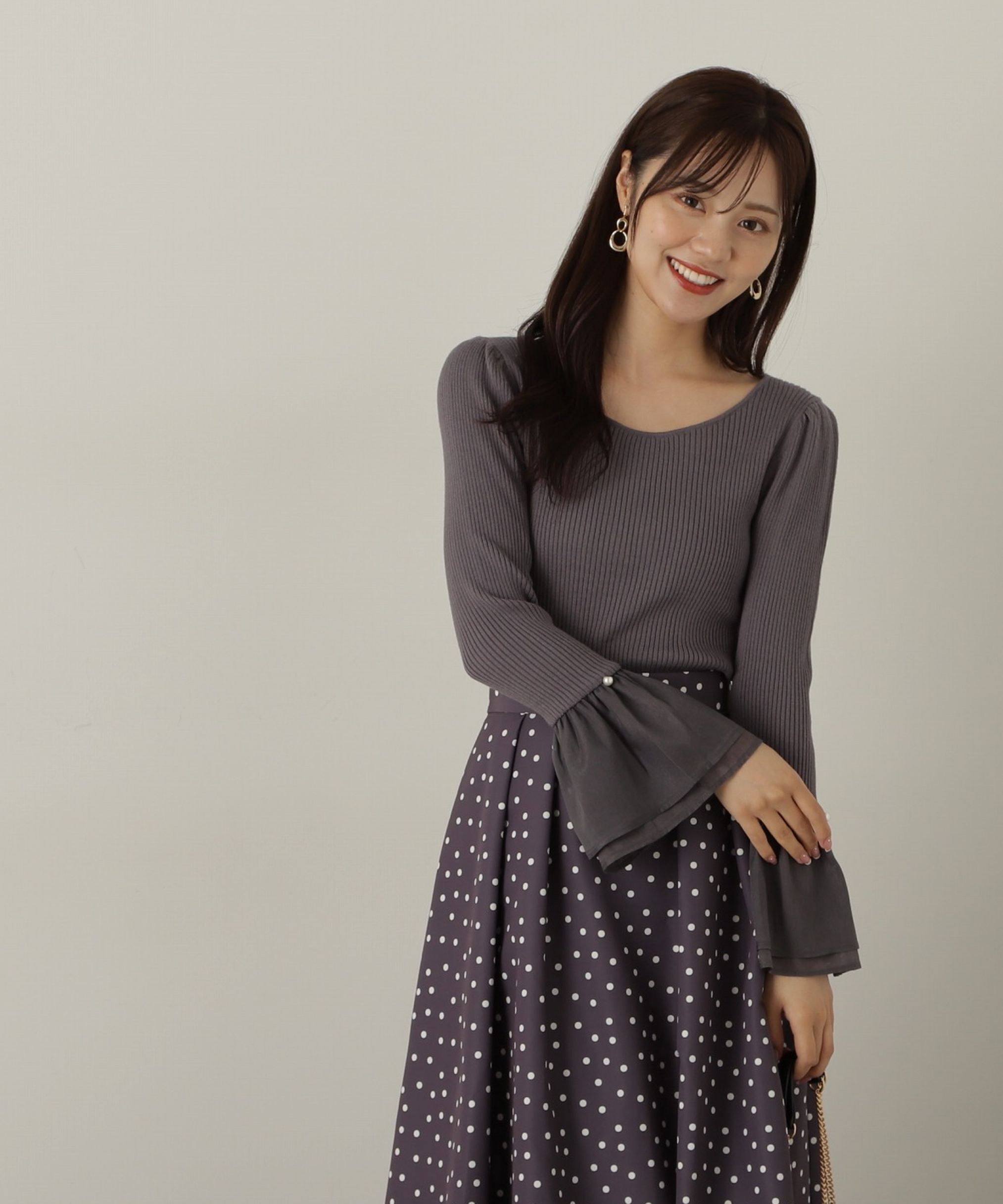 PROPORTION BODY DRESSING「シアーフレアスリーブリブニット24AW」|ニット・セーター|