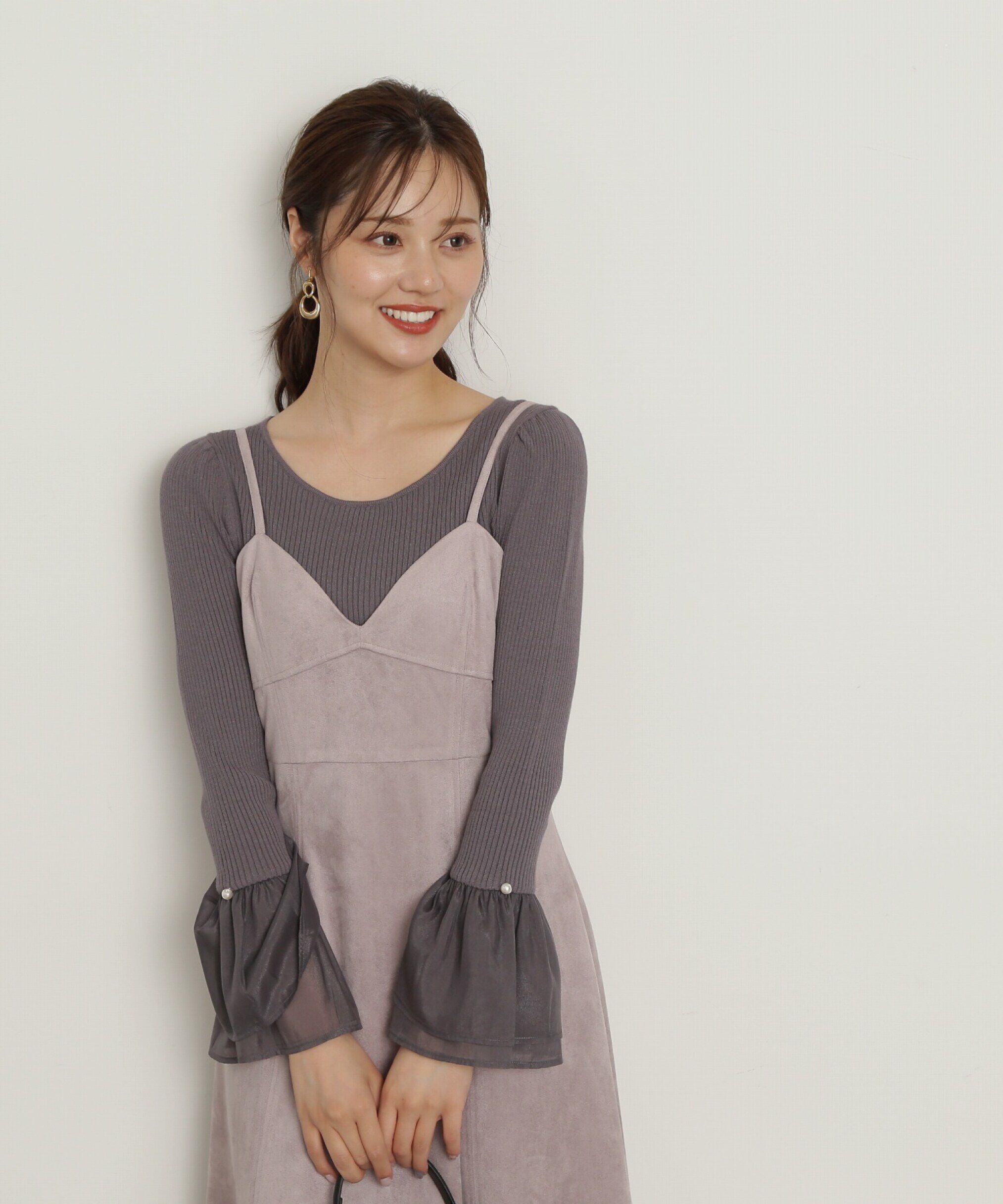 PROPORTION BODY DRESSING「シアーフレアスリーブリブニット24AW」|ニット・セーター|