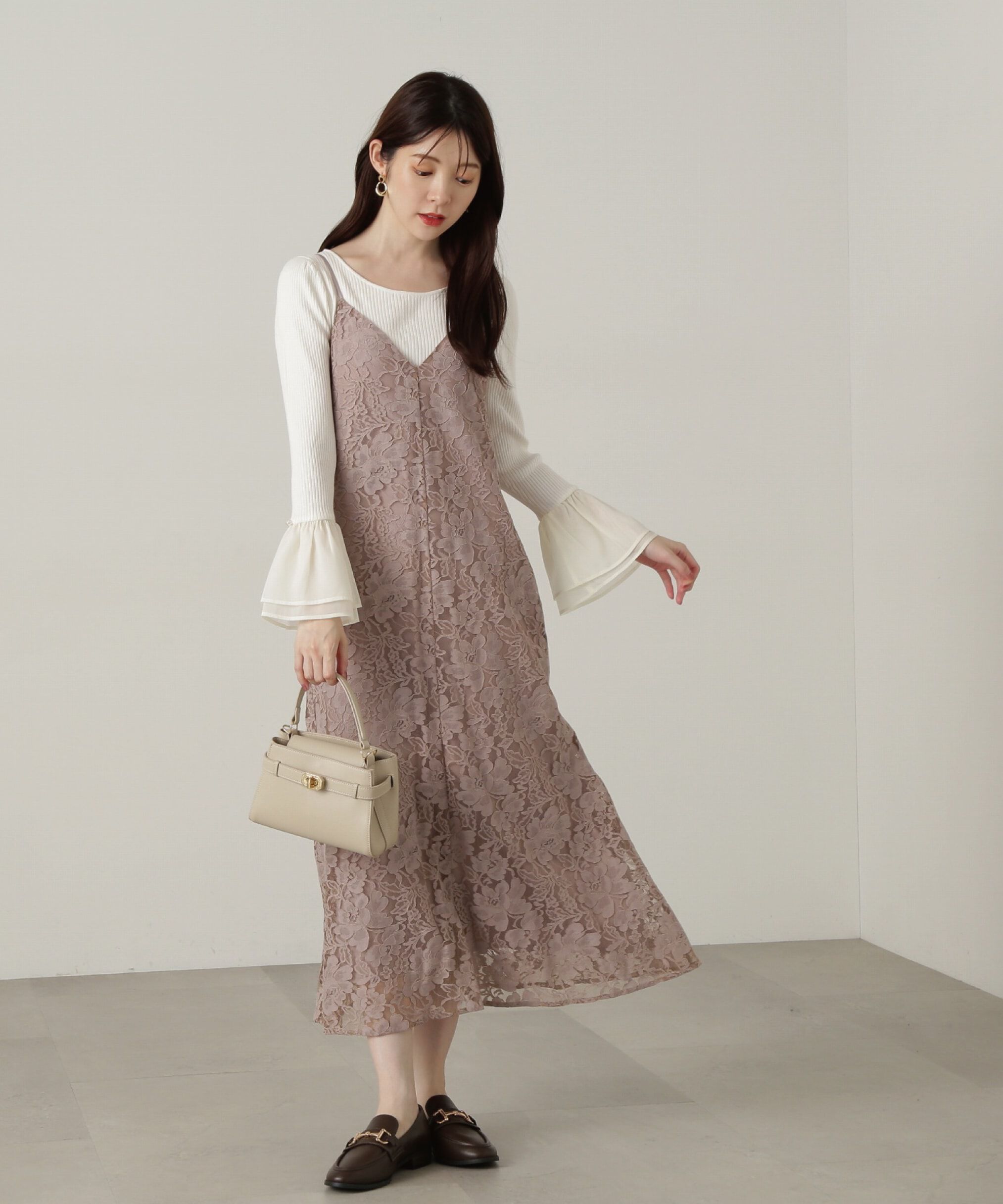 PROPORTION BODY DRESSING「シアーフレアスリーブリブニット24AW」|ニット・セーター|