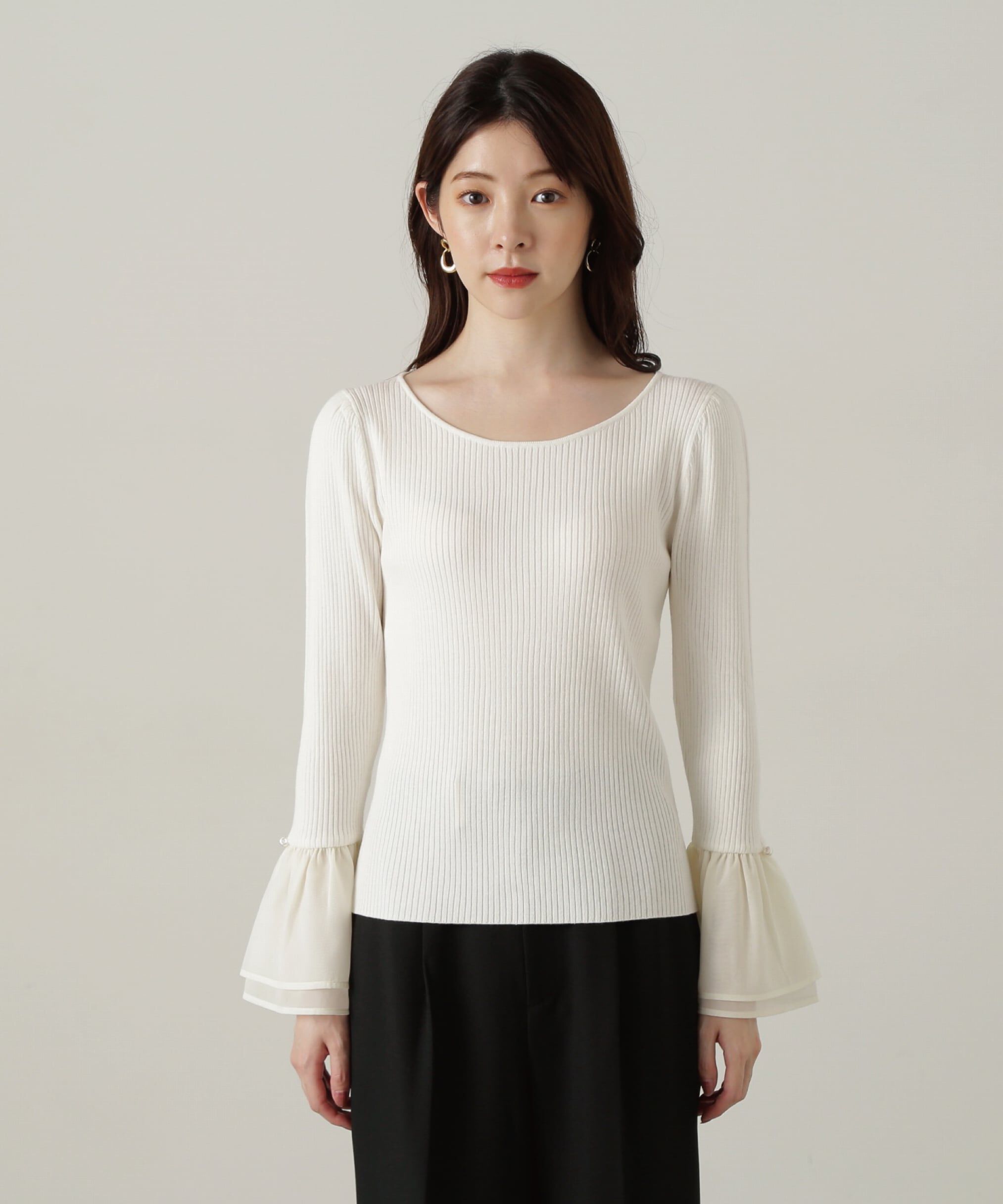 PROPORTION BODY DRESSING「シアーフレアスリーブリブニット24AW」|ニット・セーター|