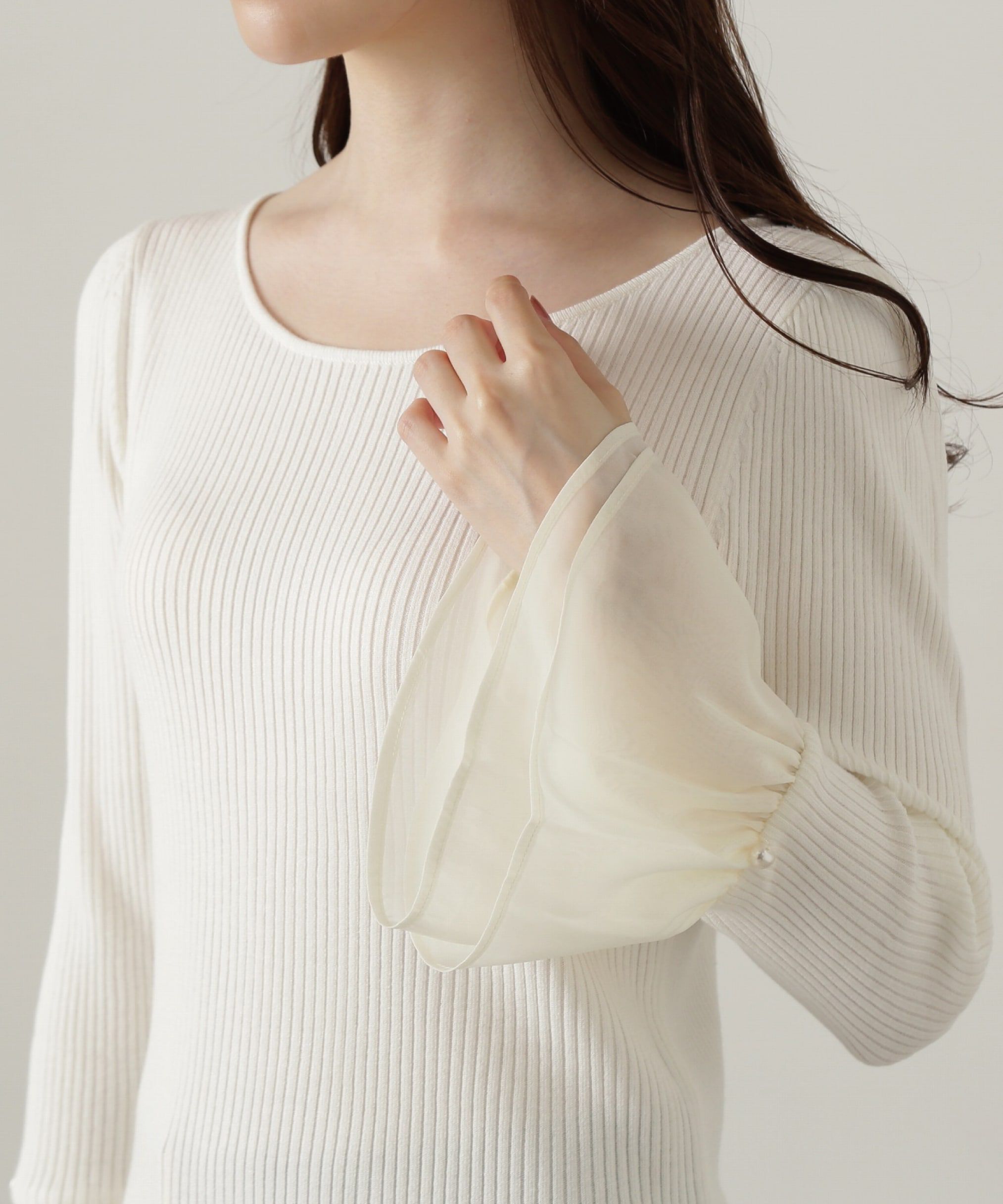 PROPORTION BODY DRESSING「シアーフレアスリーブリブニット24AW」|ニット・セーター|