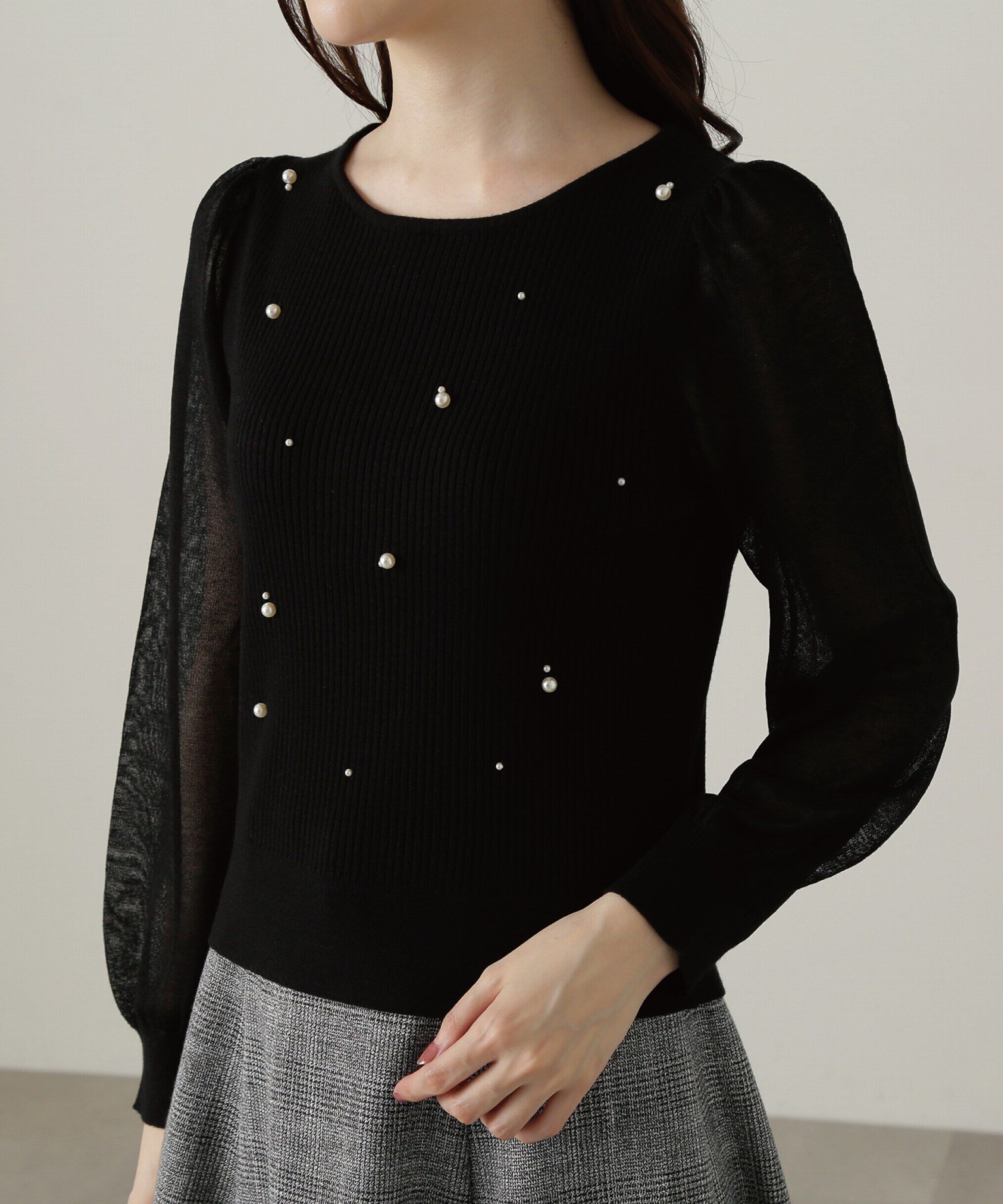 PROPORTION BODY DRESSING「シアースリーブパールリブニット24AW」|ニット・セーター|