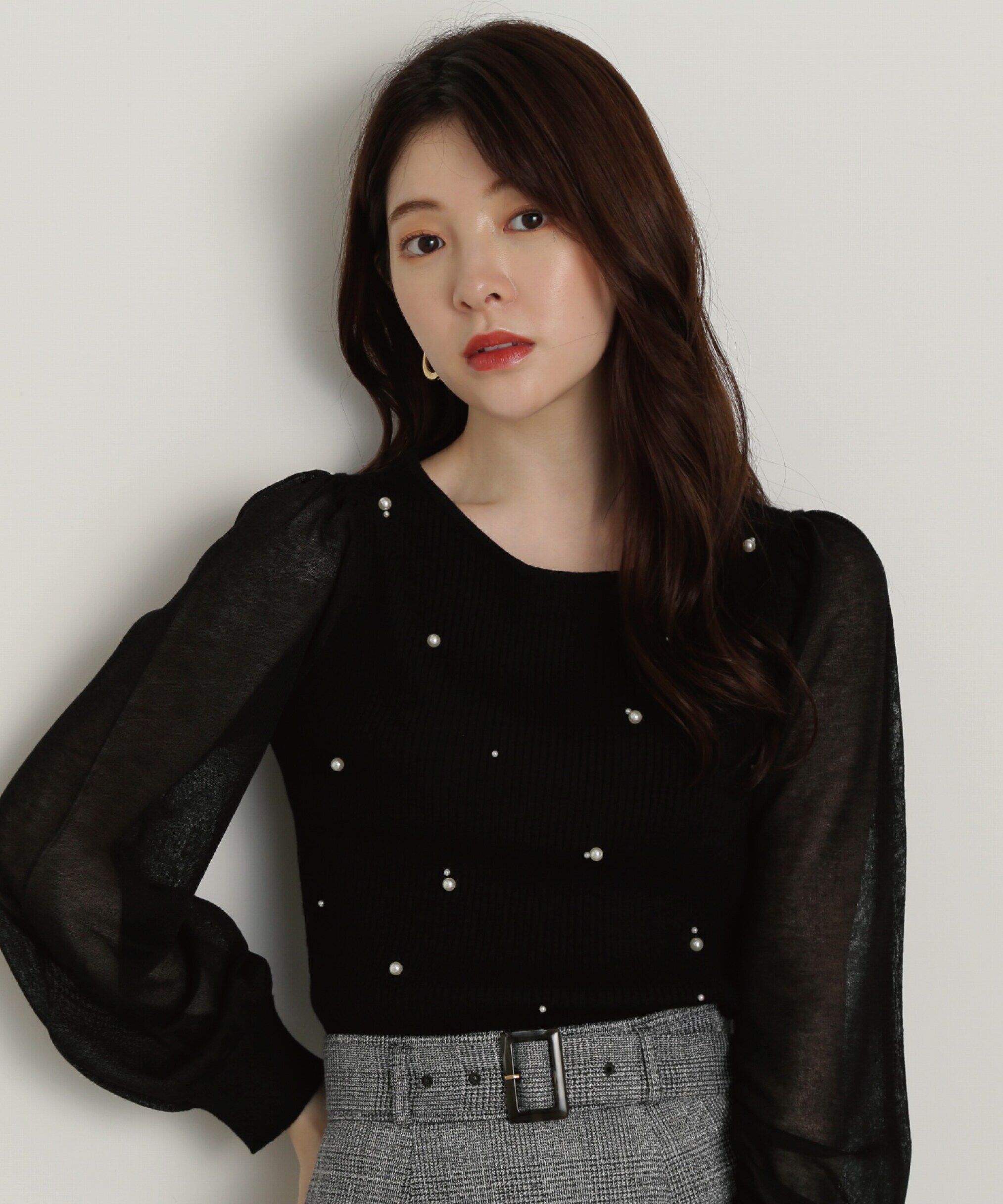 PROPORTION BODY DRESSING「シアースリーブパールリブニット24AW」|ニット・セーター|