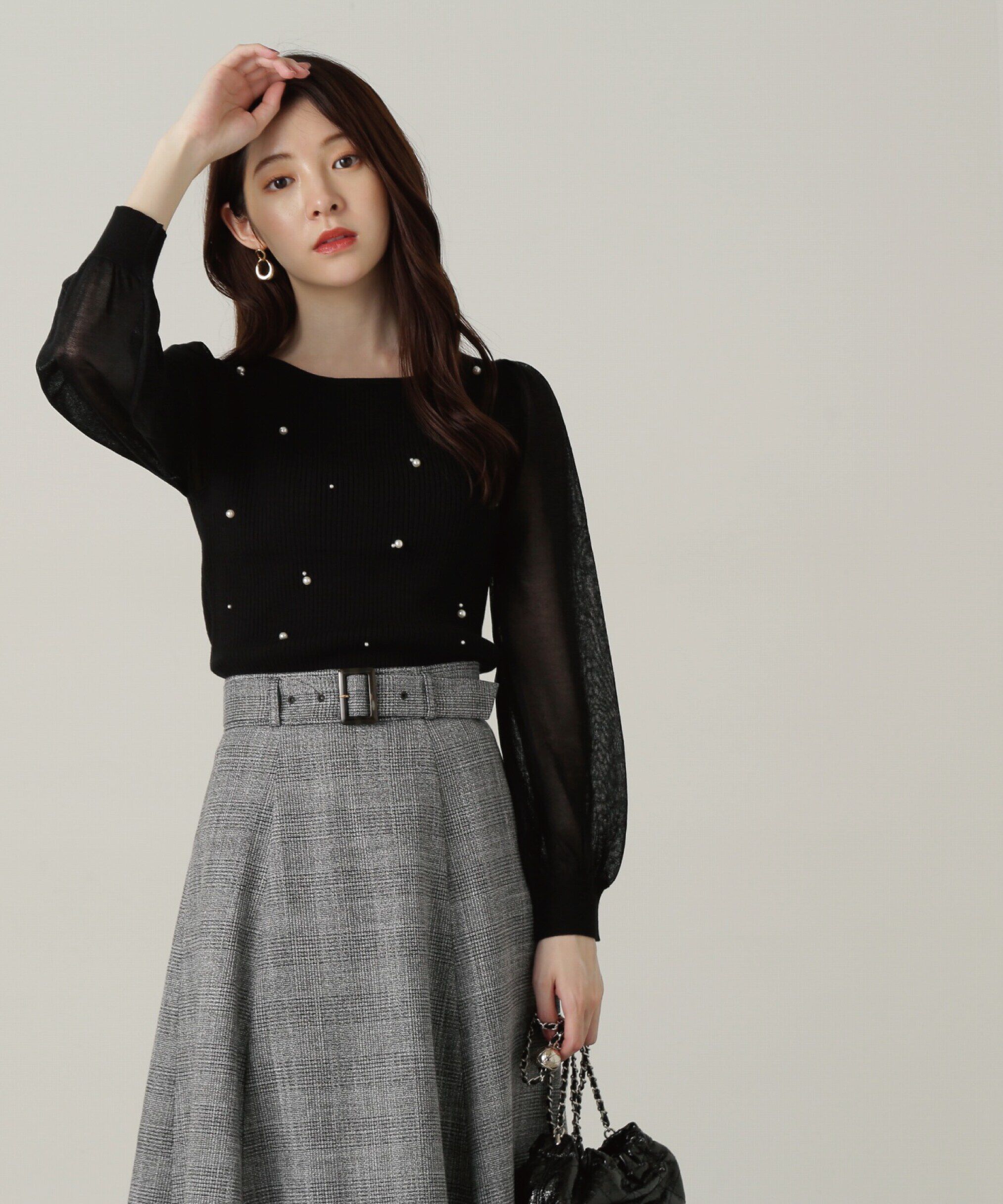 PROPORTION BODY DRESSING「シアースリーブパールリブニット24AW」|ニット・セーター|