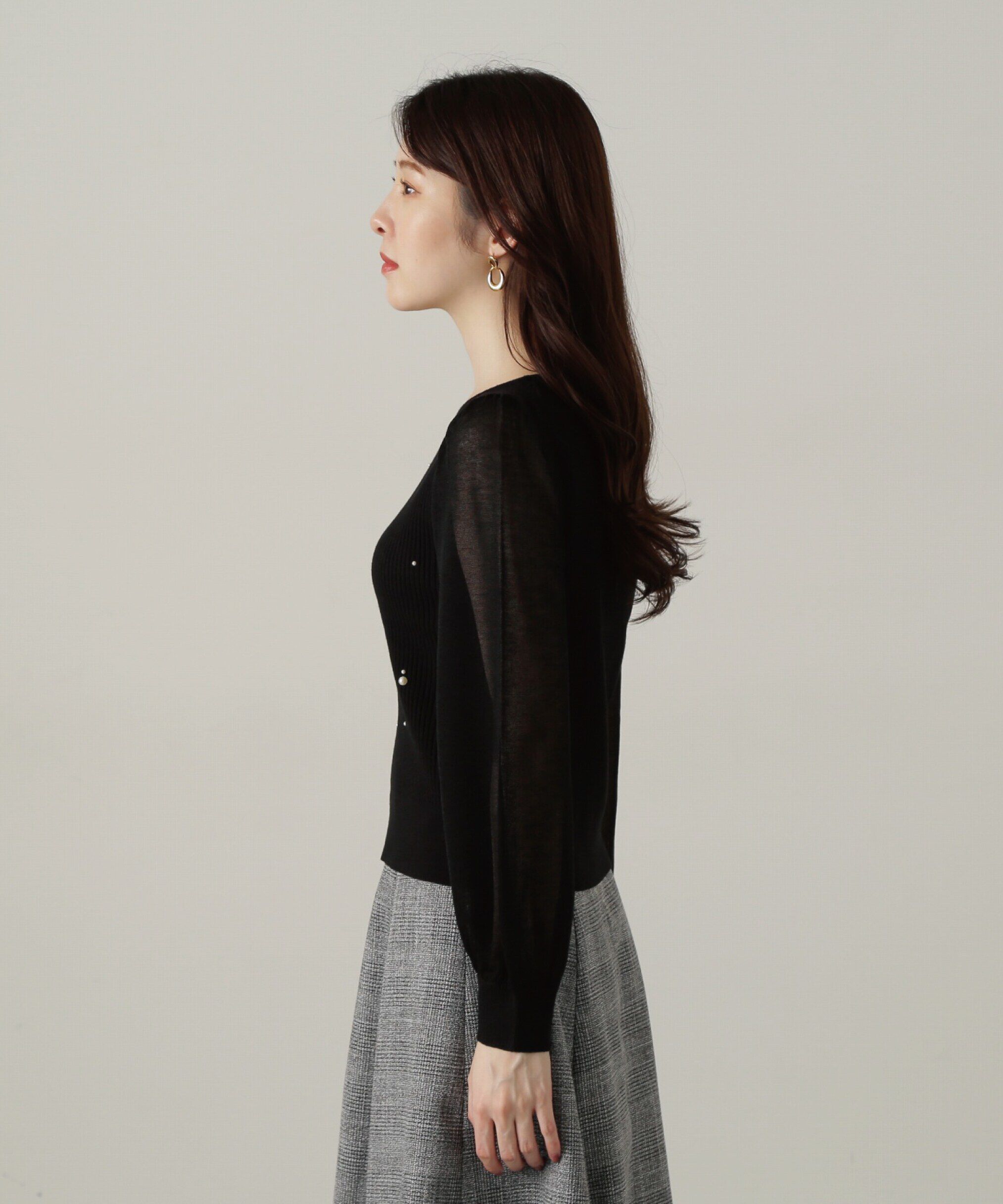 PROPORTION BODY DRESSING「シアースリーブパールリブニット24AW」|ニット・セーター|