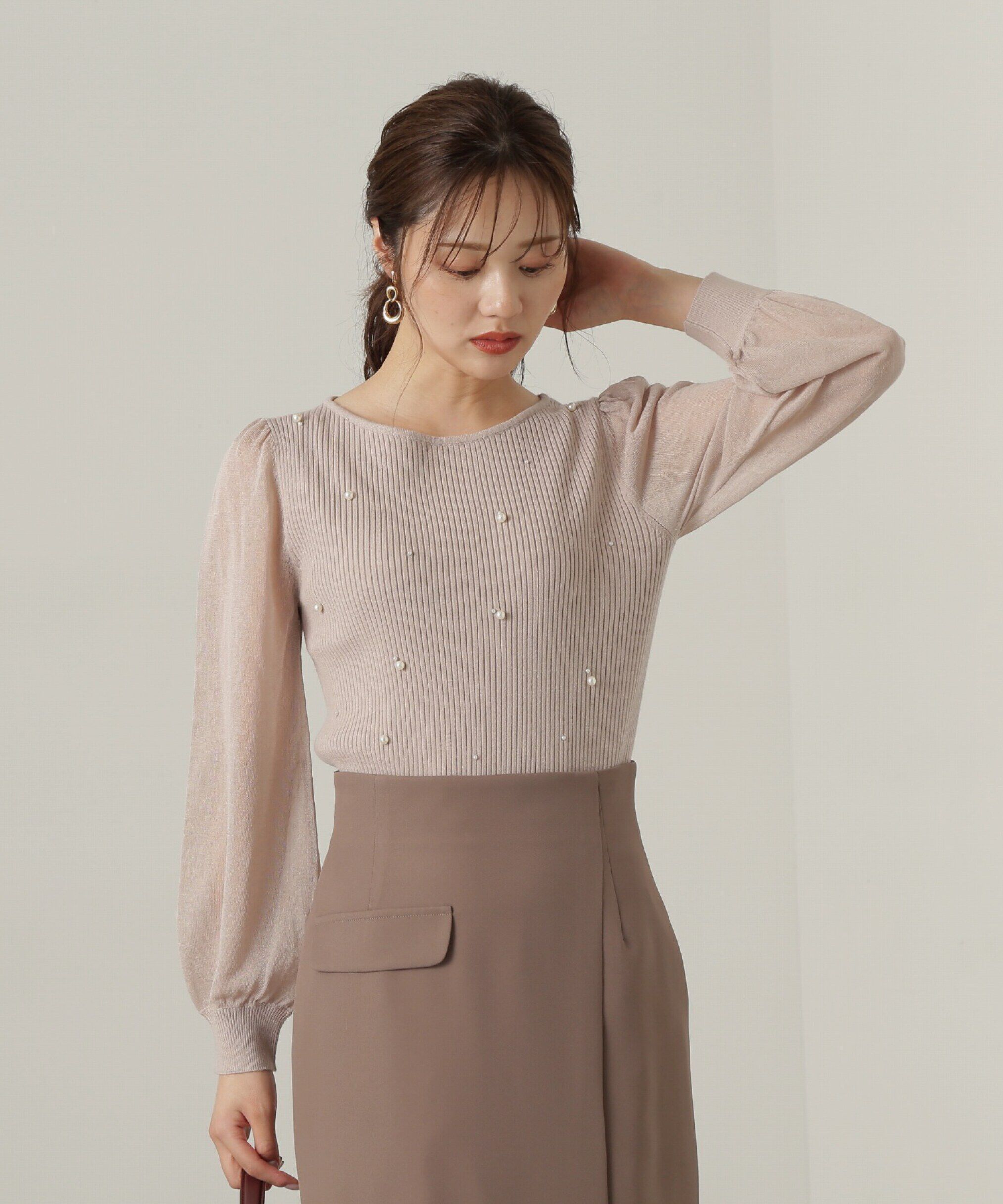 PROPORTION BODY DRESSING「シアースリーブパールリブニット24AW」|ニット・セーター|