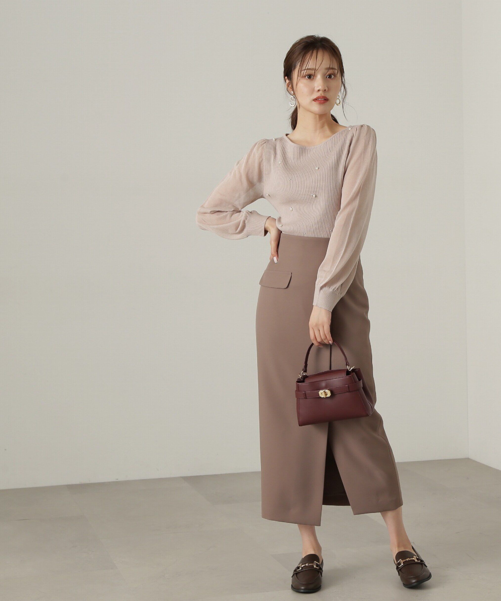 PROPORTION BODY DRESSING「シアースリーブパールリブニット24AW」|ニット・セーター|