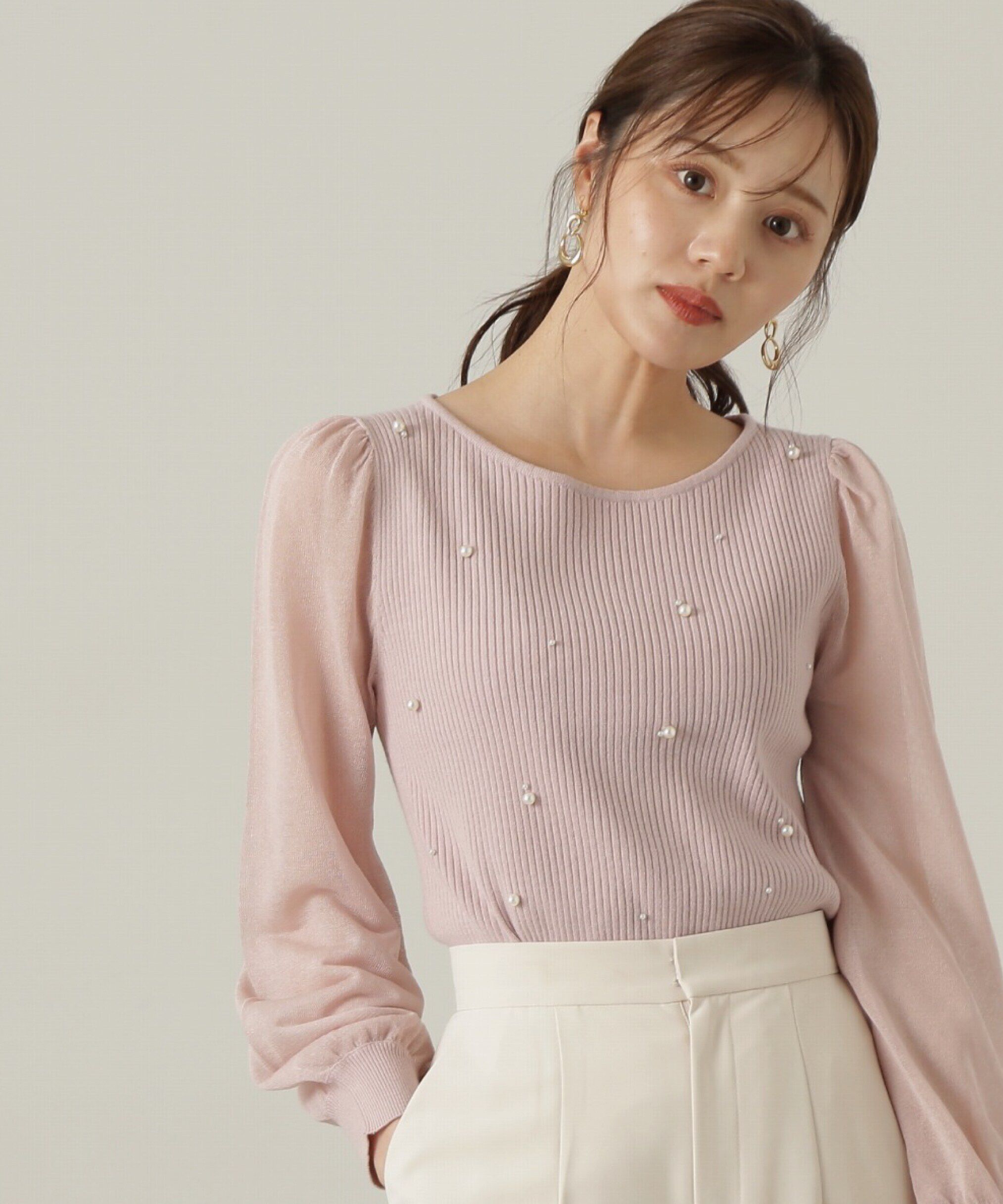 PROPORTION BODY DRESSING「シアースリーブパールリブニット24AW」|ニット・セーター|
