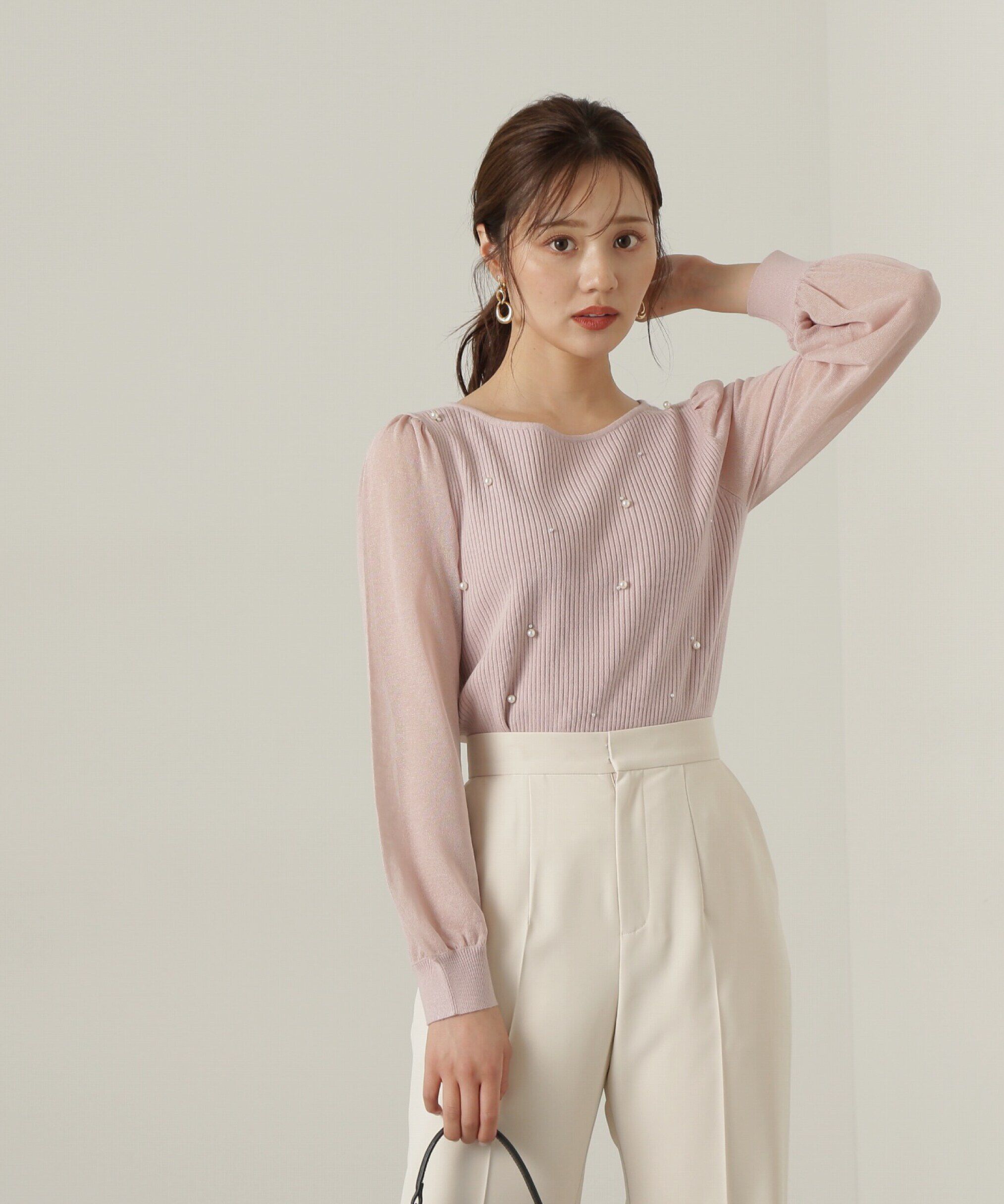 PROPORTION BODY DRESSING「シアースリーブパールリブニット24AW」|ニット・セーター|