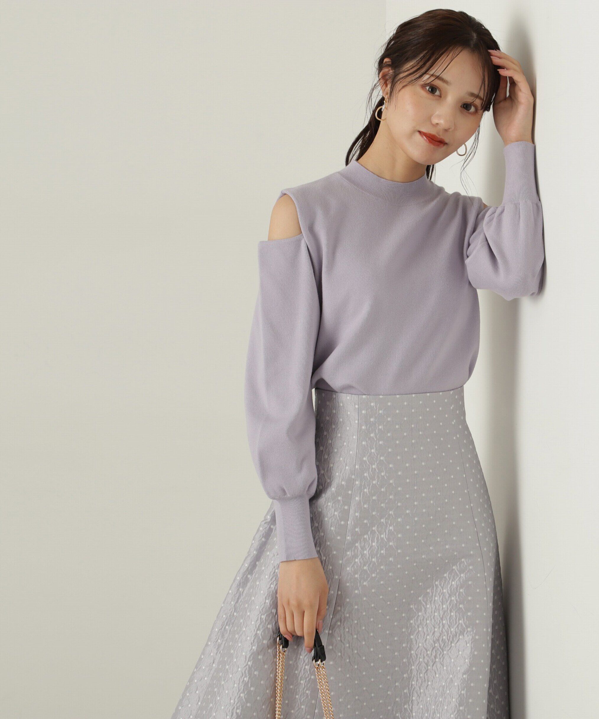 PROPORTION BODY DRESSING「オープンショルダーニット」|ニット・セーター|ブルー