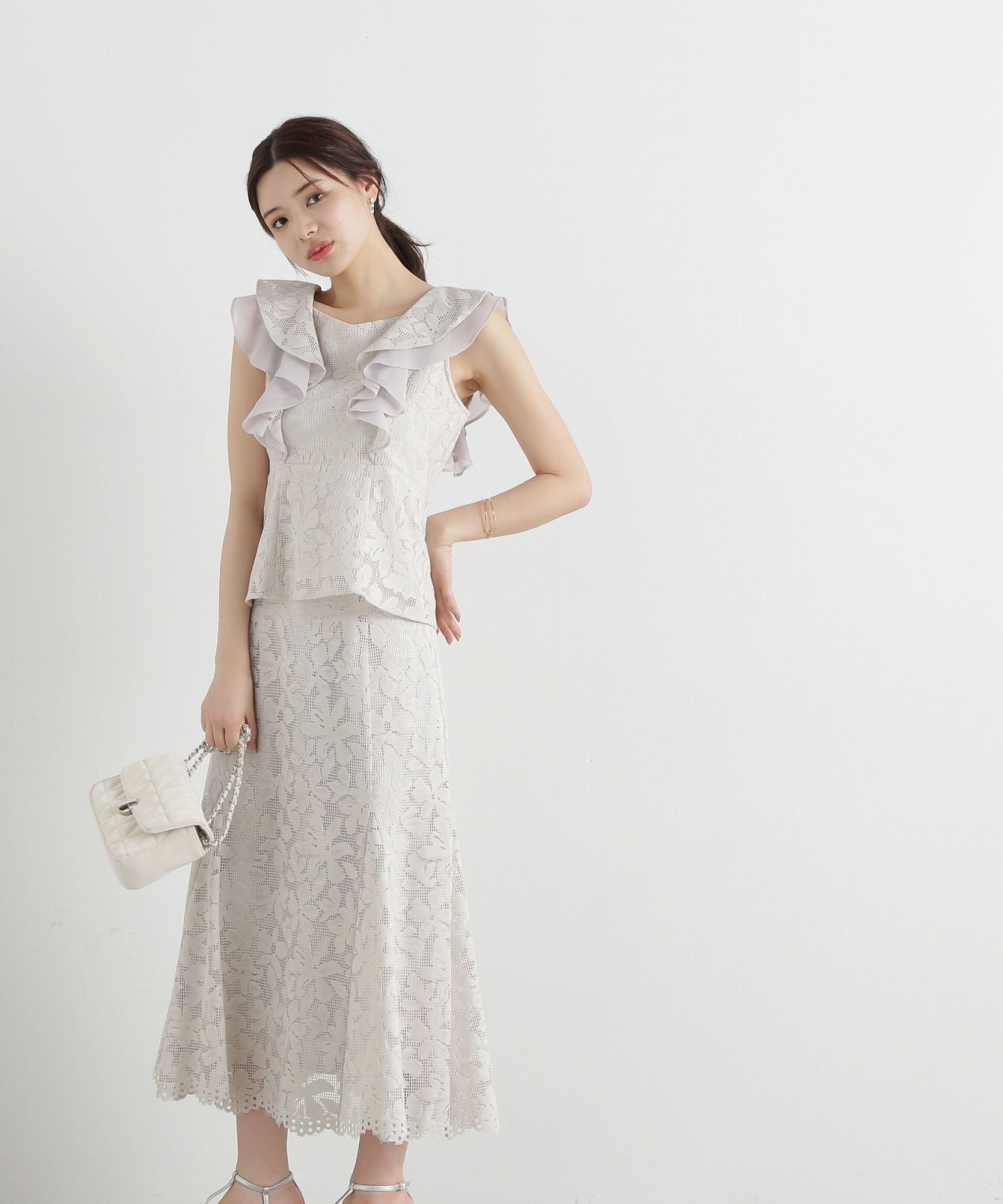 PROPORTION BODY DRESSING「メッシュレースマーメイドスカート」|スカート|ベージュ