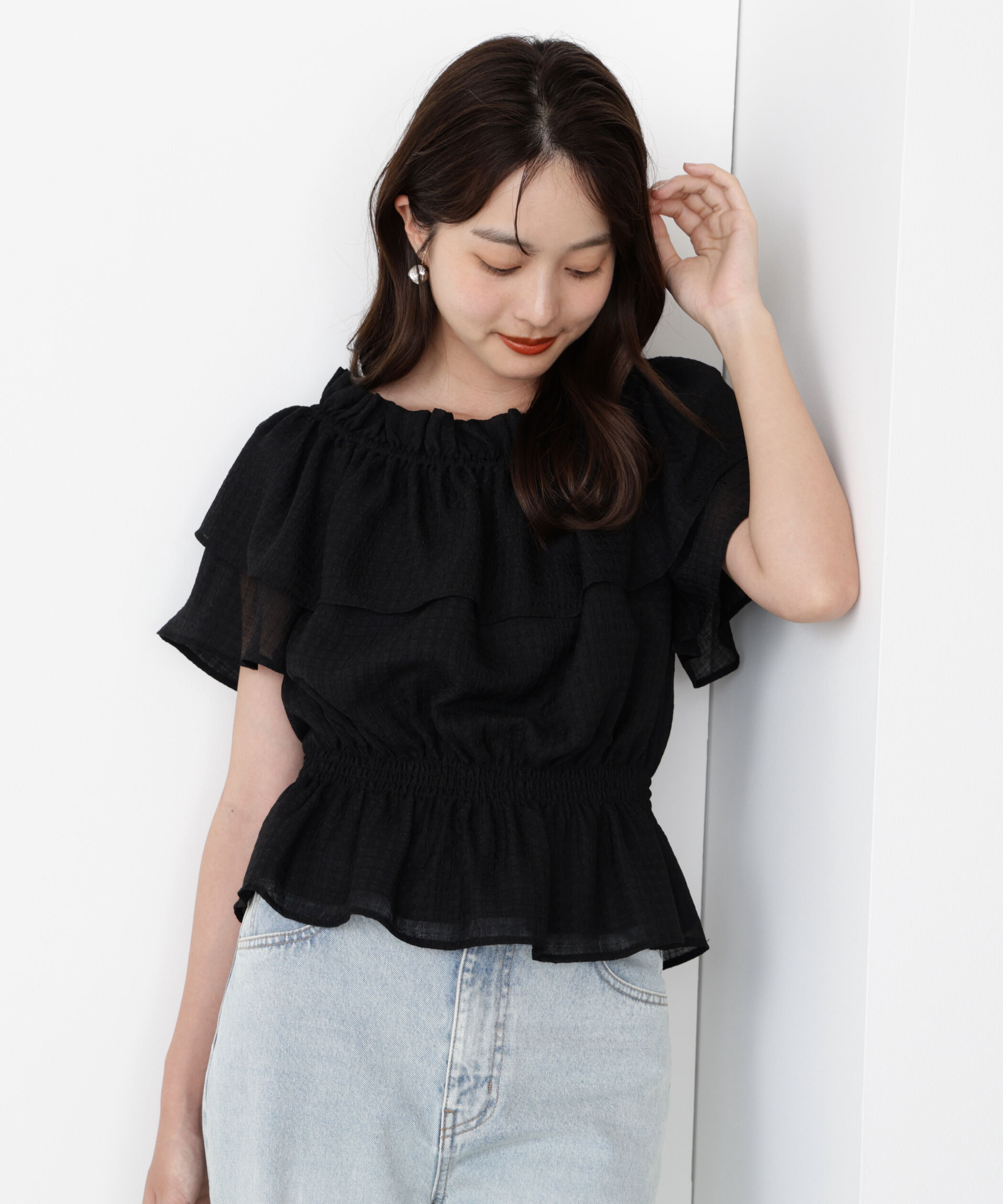 PROPORTION BODY DRESSING「＜ウォッシャブル＞2wayギャザーペプラムブラウス」|シャツ・ブラウス|