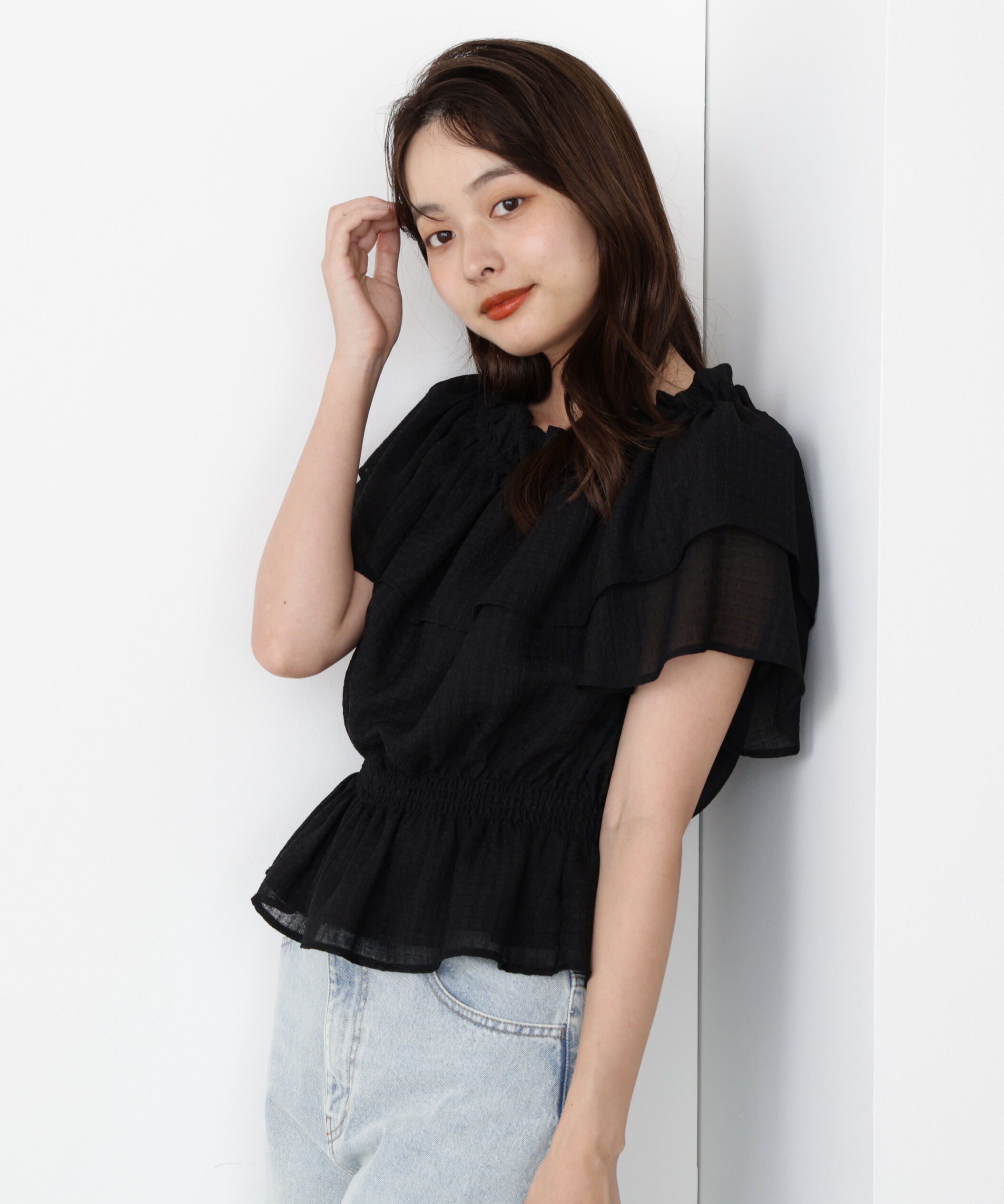 PROPORTION BODY DRESSING「＜ウォッシャブル＞2wayギャザーペプラムブラウス」|シャツ・ブラウス|