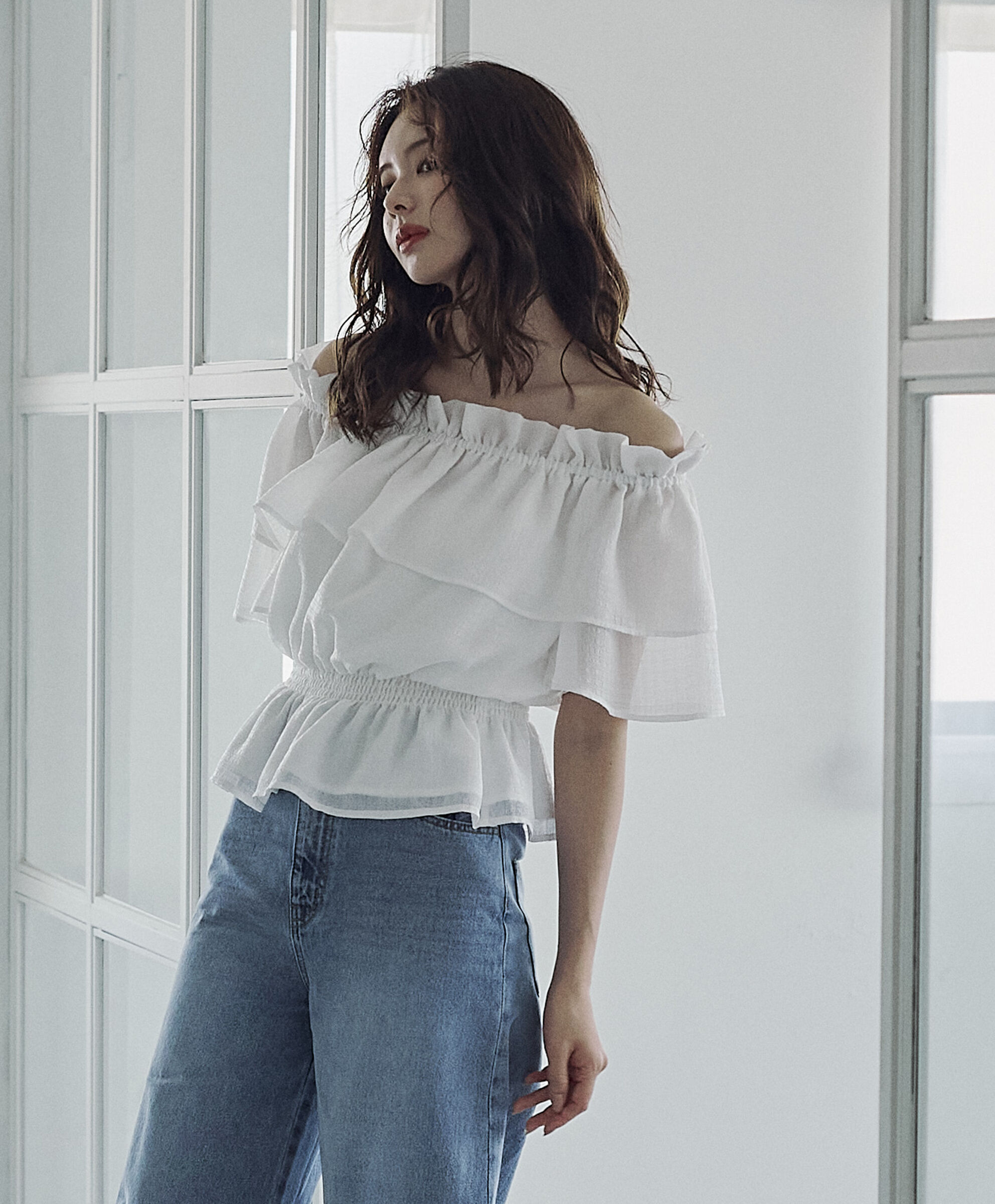 PROPORTION BODY DRESSING「＜ウォッシャブル＞2wayギャザーペプラムブラウス」|シャツ・ブラウス|ホワイト