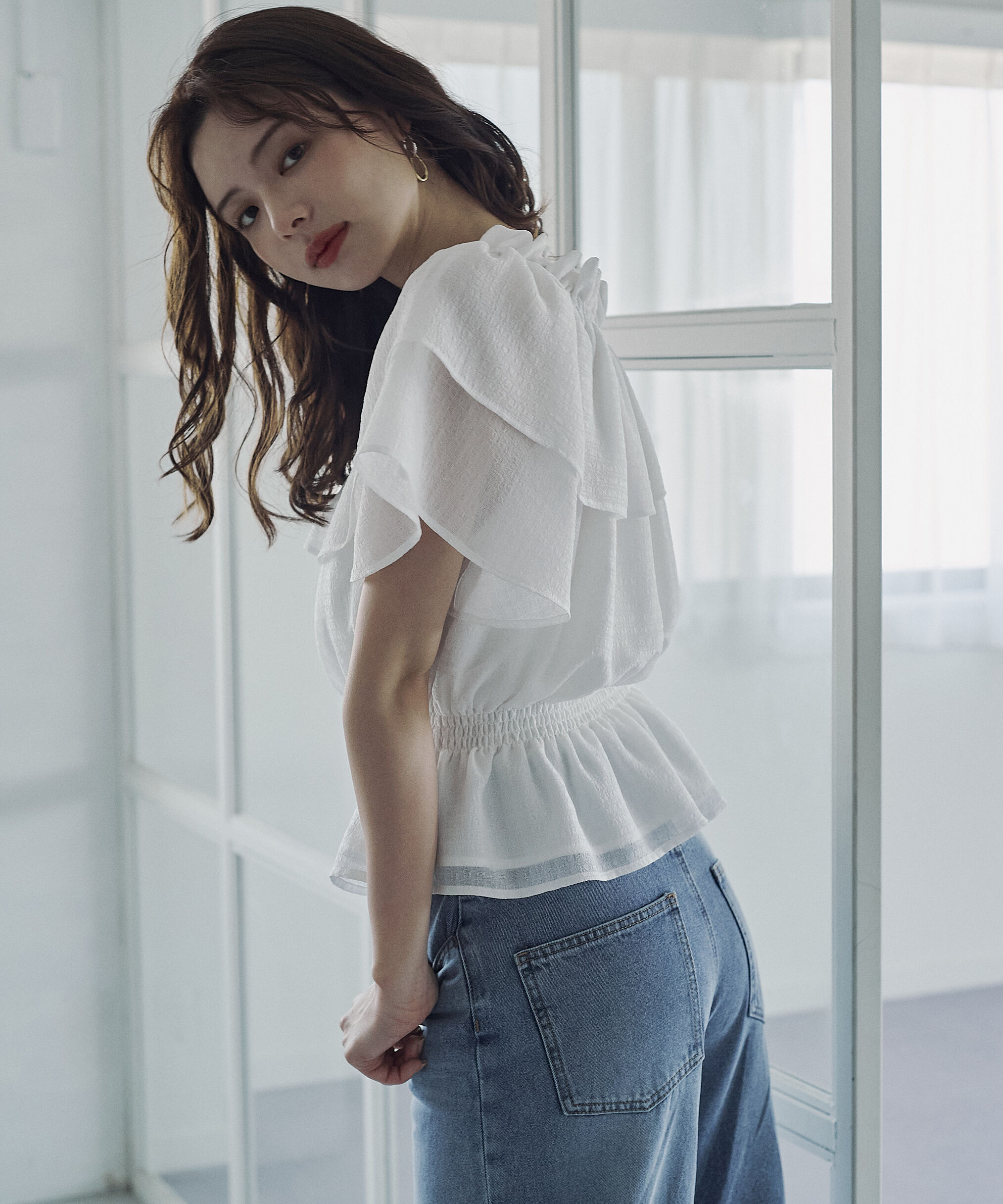 PROPORTION BODY DRESSING「＜ウォッシャブル＞2wayギャザーペプラムブラウス」|シャツ・ブラウス|