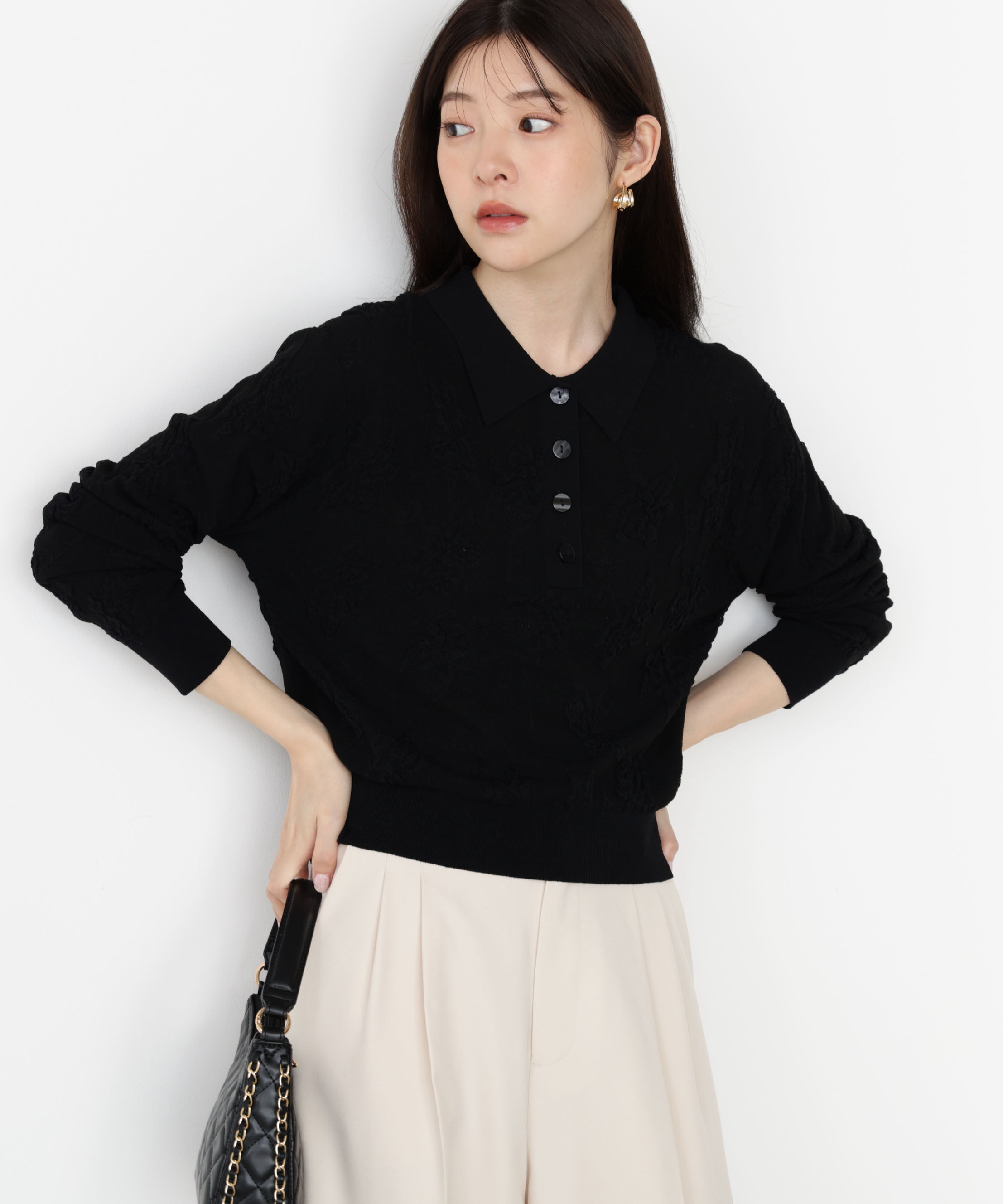 PROPORTION BODY DRESSING「ジャガードレースポロ」|ニット・セーター|