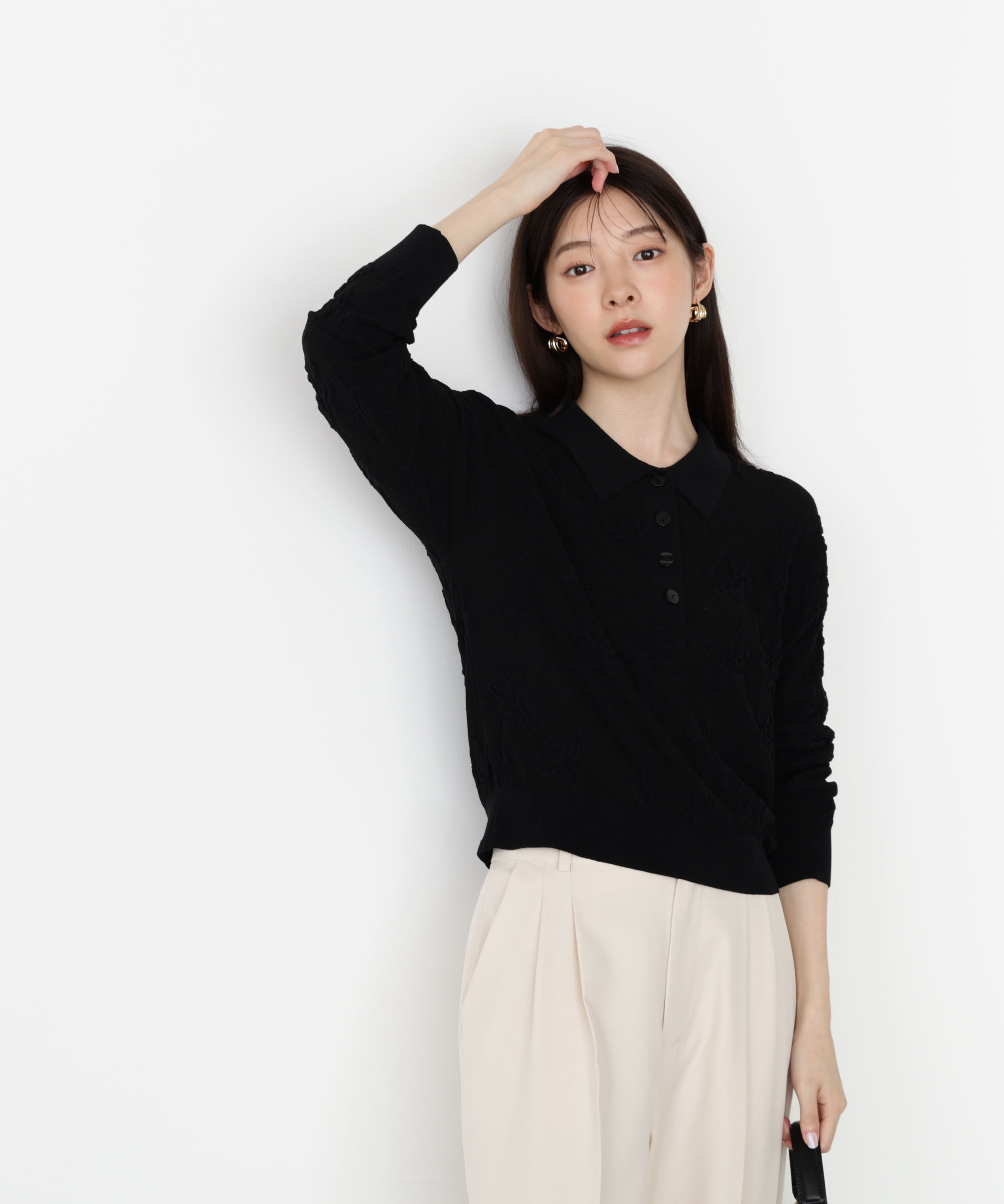 PROPORTION BODY DRESSING「ジャガードレースポロ」|ニット・セーター|