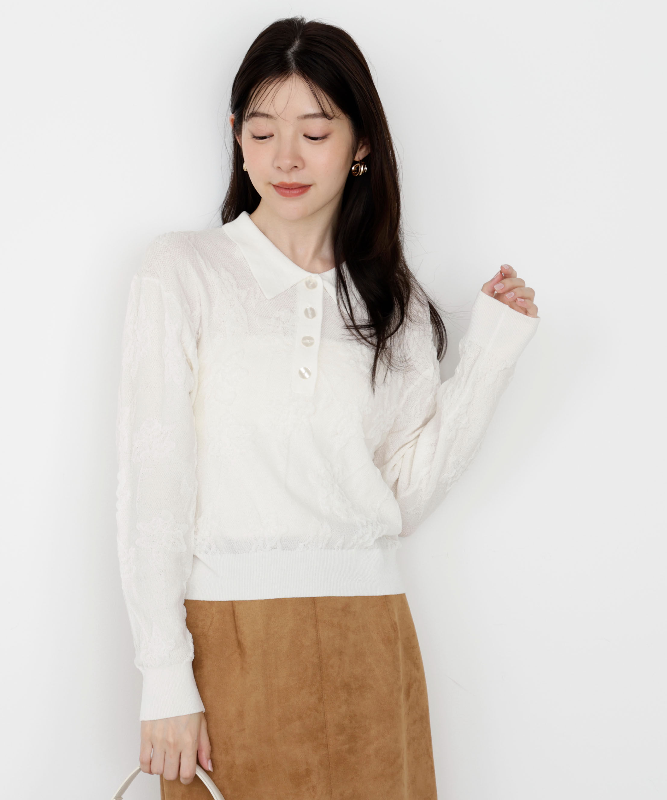 PROPORTION BODY DRESSING「ジャガードレースポロ」|ニット・セーター|