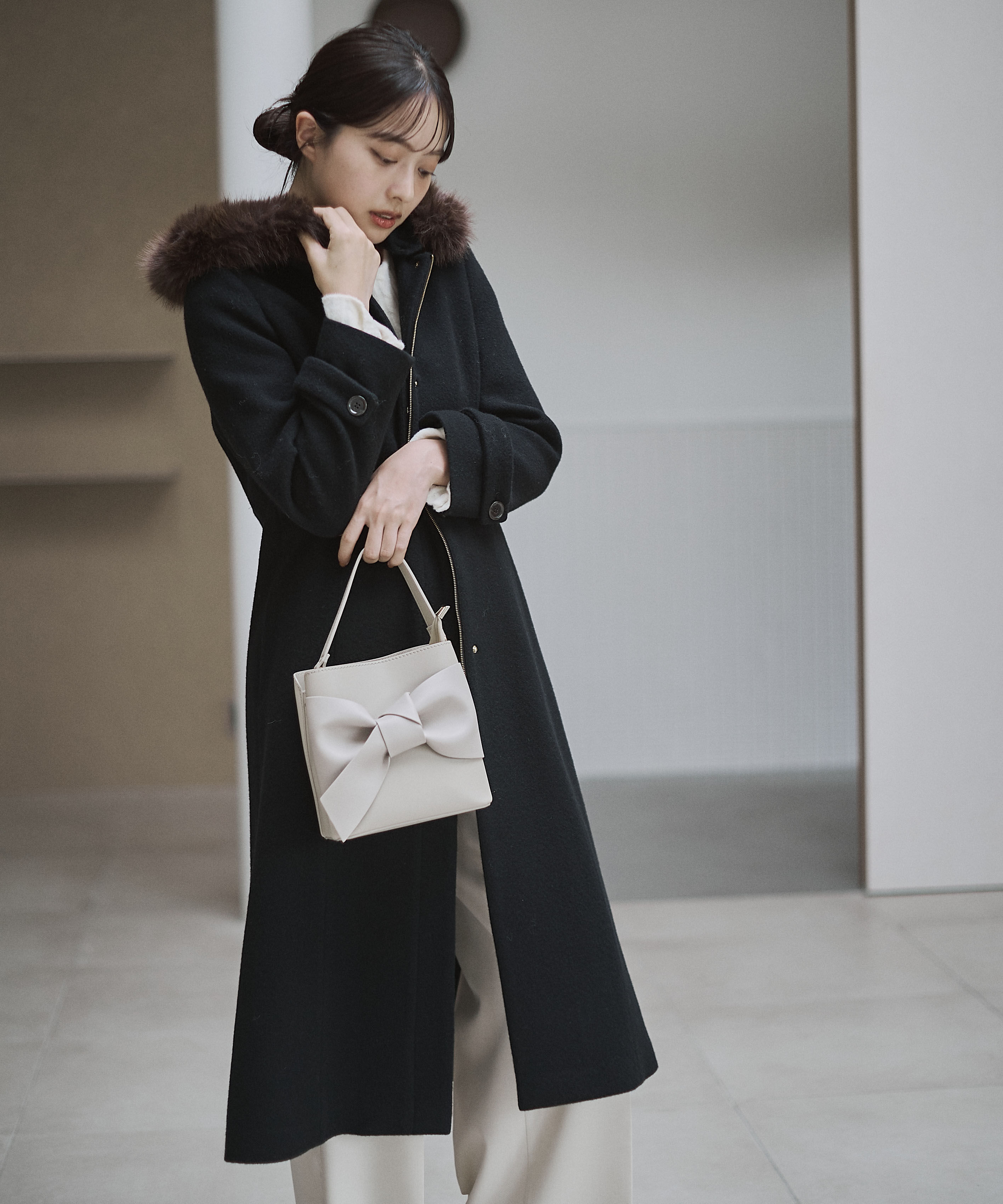 PROPORTION BODY DRESSING「モッサフードフェイクファーロングコート 25AW」|その他|