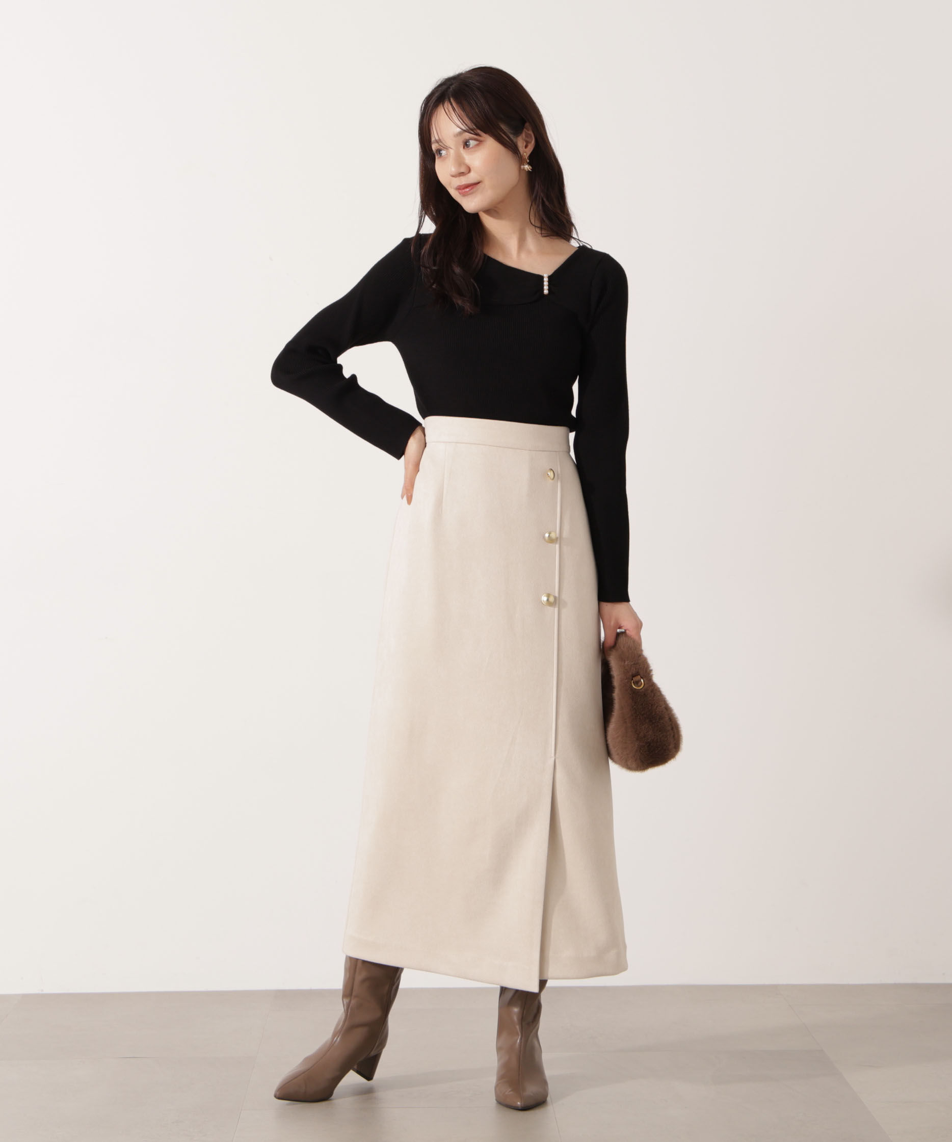 PROPORTION BODY DRESSING「フェイクスエード調ナロースカート」|スカート|