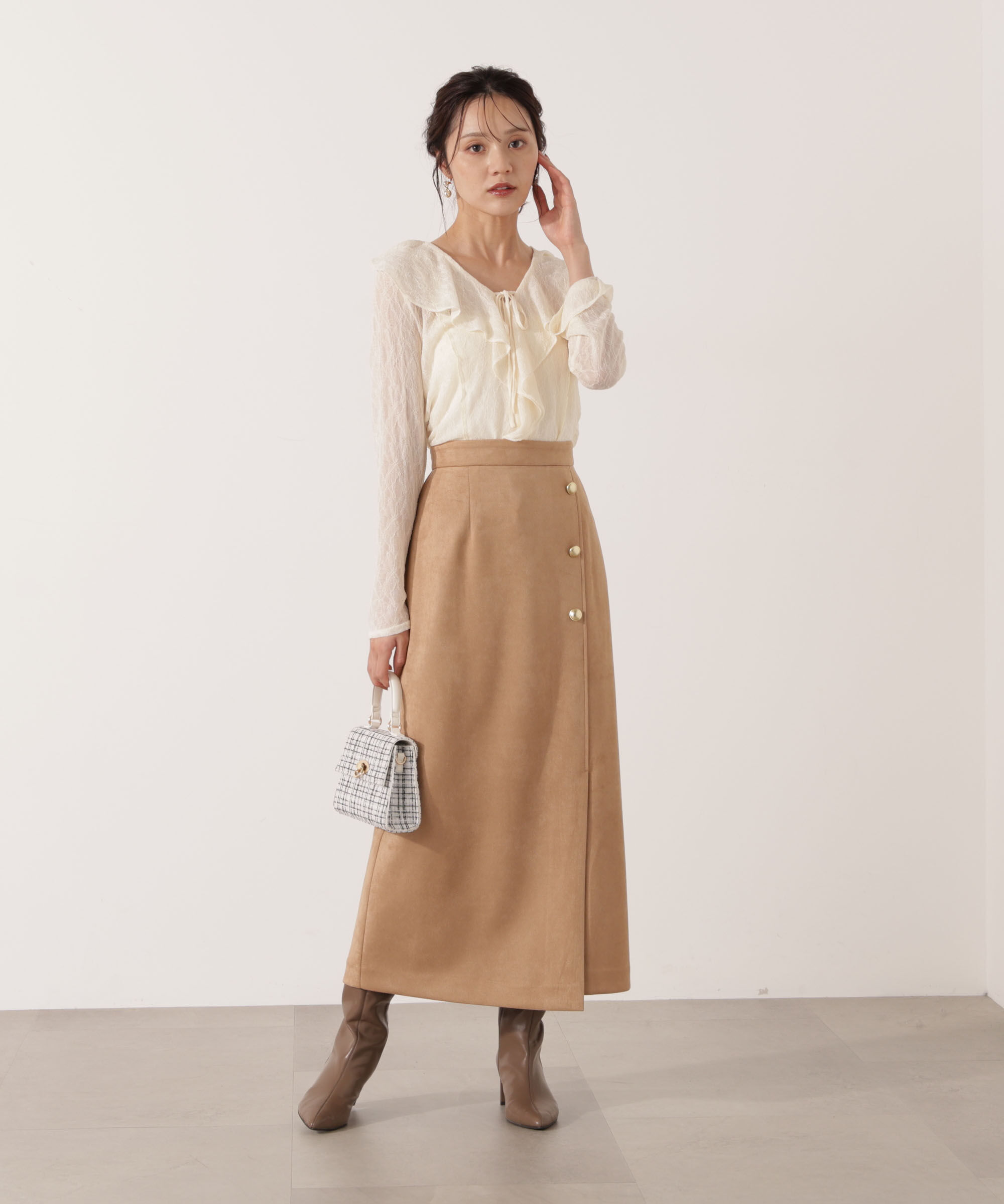 PROPORTION BODY DRESSING「フェイクスエード調ナロースカート」|スカート|ブラウン