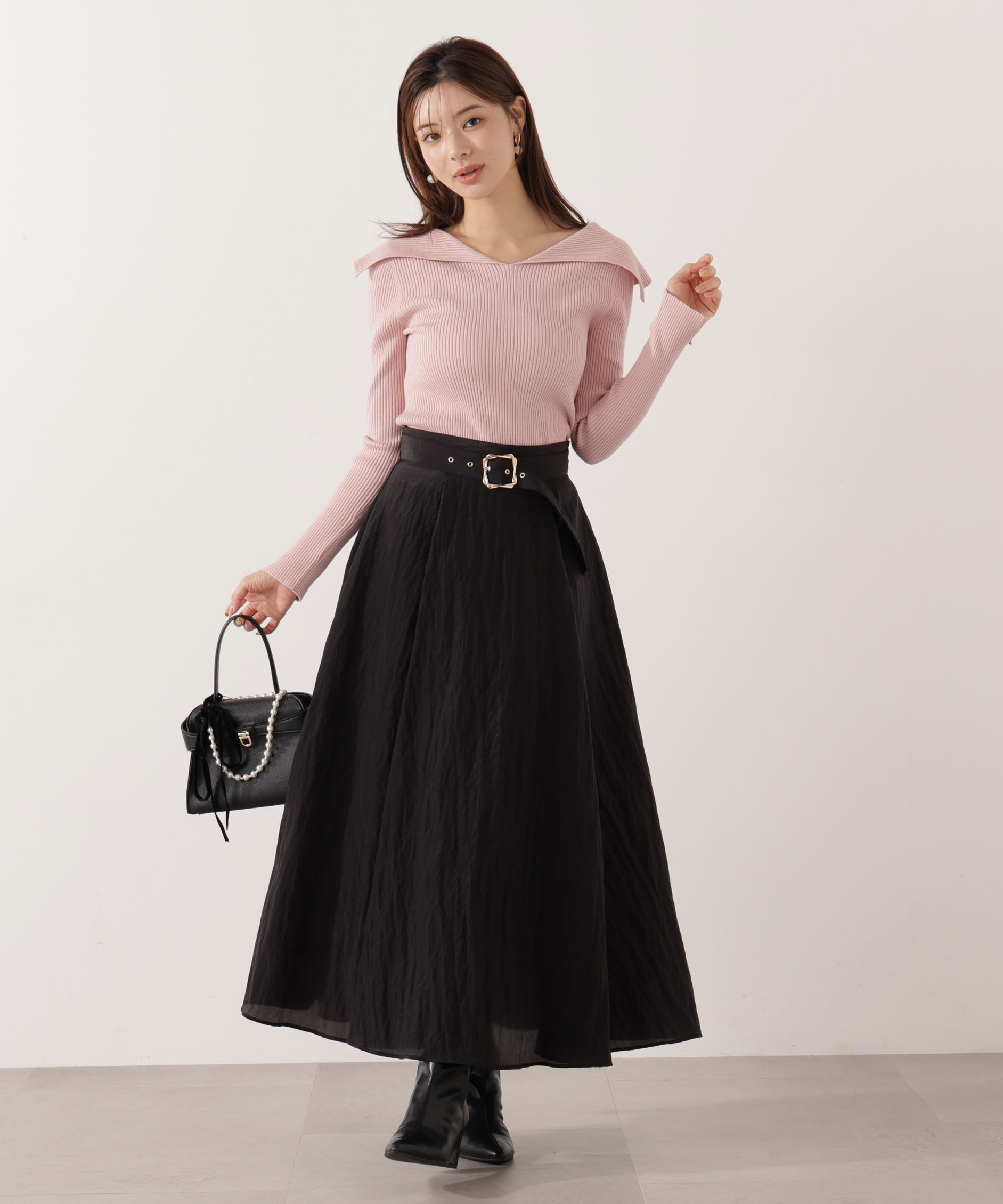 PROPORTION BODY DRESSING「オープンカラーリブニット」|ニット・セーター|