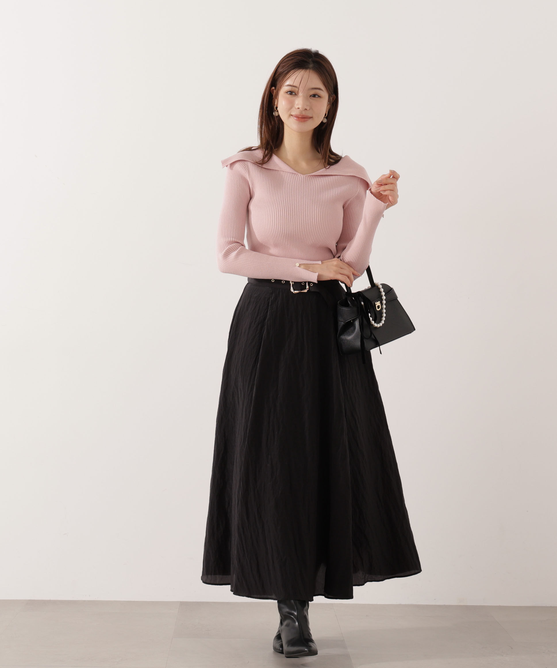 PROPORTION BODY DRESSING「オープンカラーリブニット」|ニット・セーター|