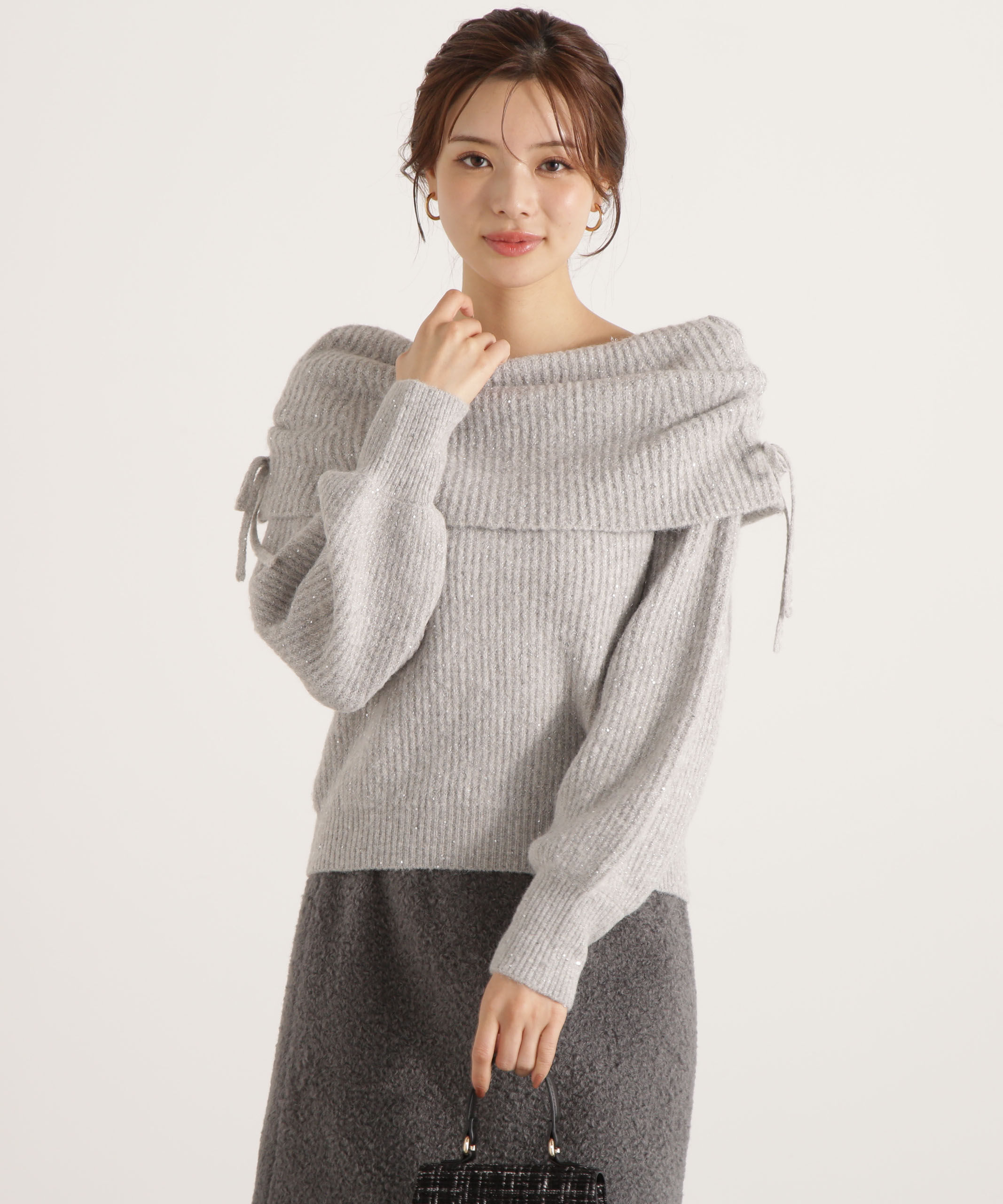 PROPORTION BODY DRESSING「リボン付きオフショルニット 25AW」|ニット・セーター|