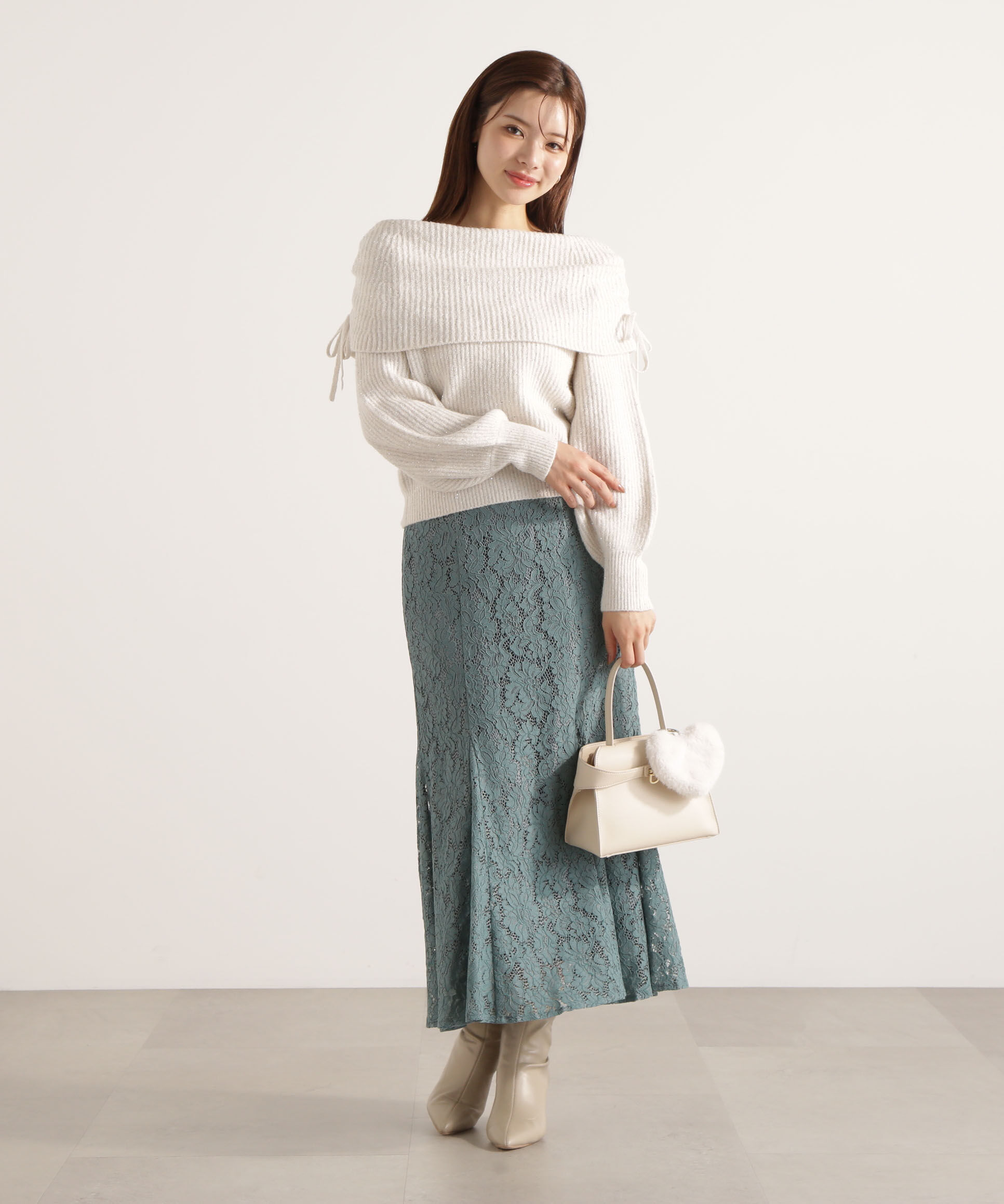 PROPORTION BODY DRESSING「リボン付きオフショルニット 25AW」|ニット・セーター|