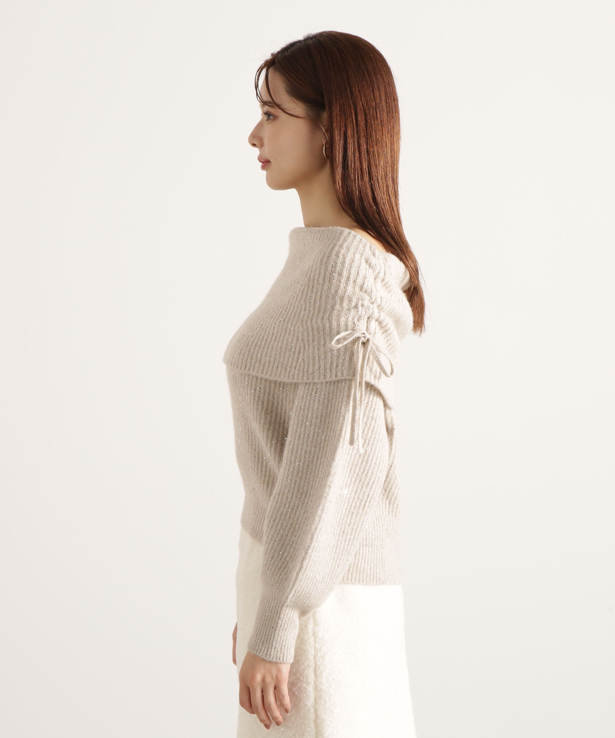 PROPORTION BODY DRESSING「リボン付きオフショルニット 25AW」|ニット・セーター|