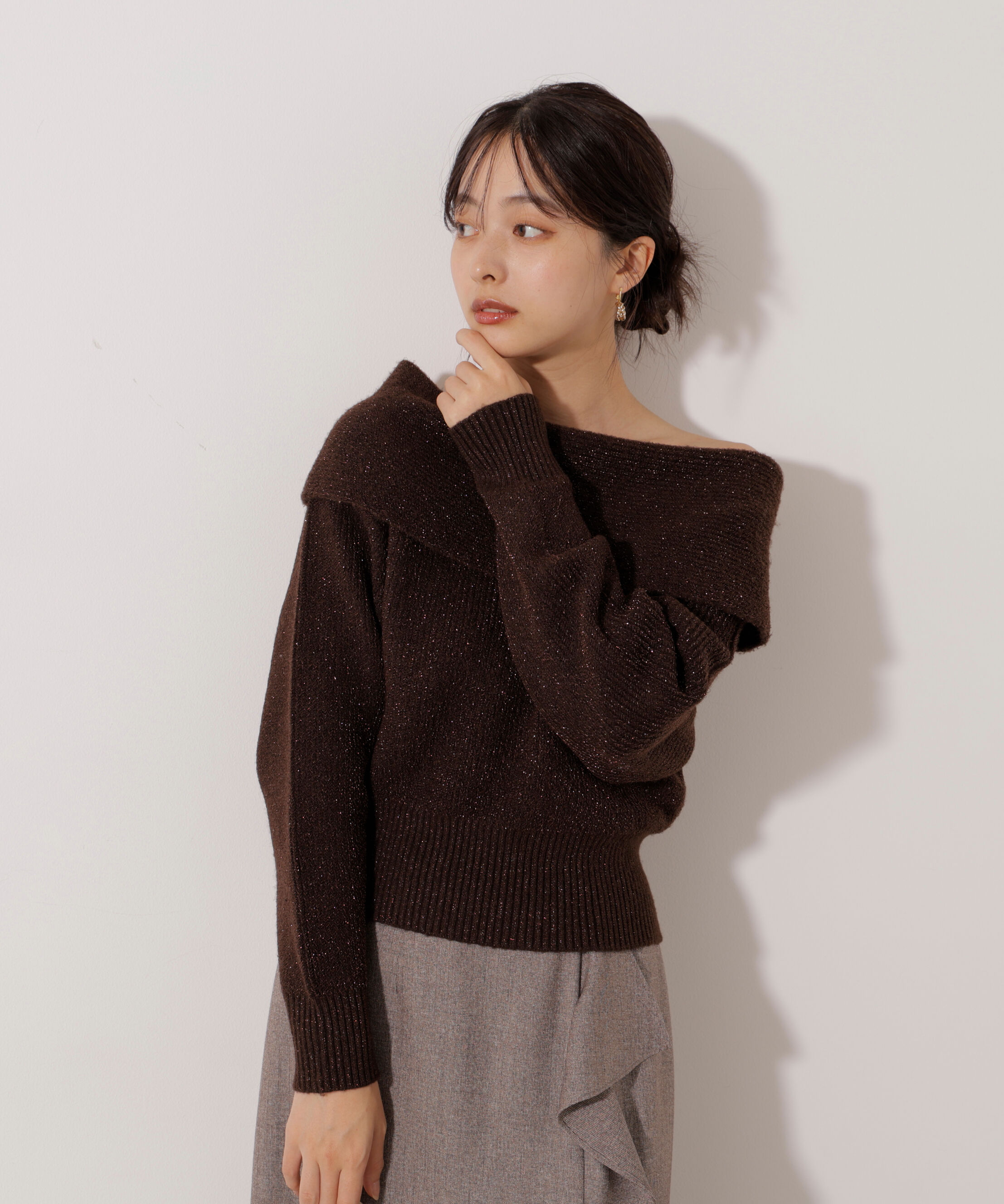 PROPORTION BODY DRESSING「ラメ入りオフショルニット」|ニット・セーター|