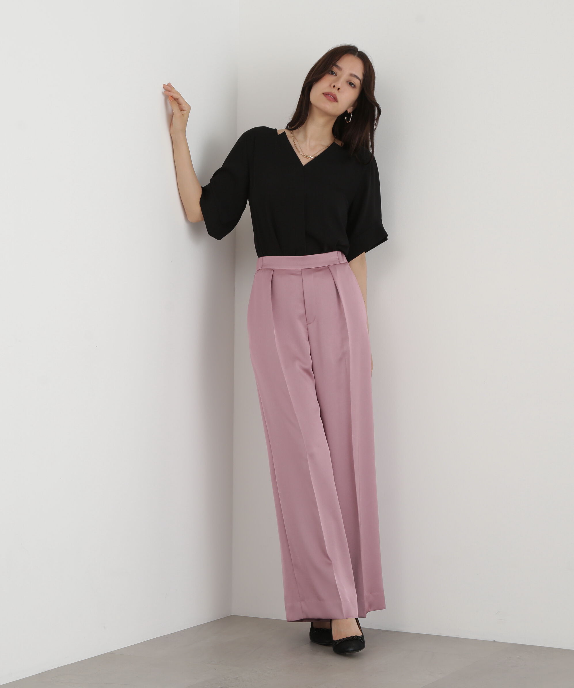  「◆ハーフスリーブＶネックブラウス」|シャツ・ブラウス|