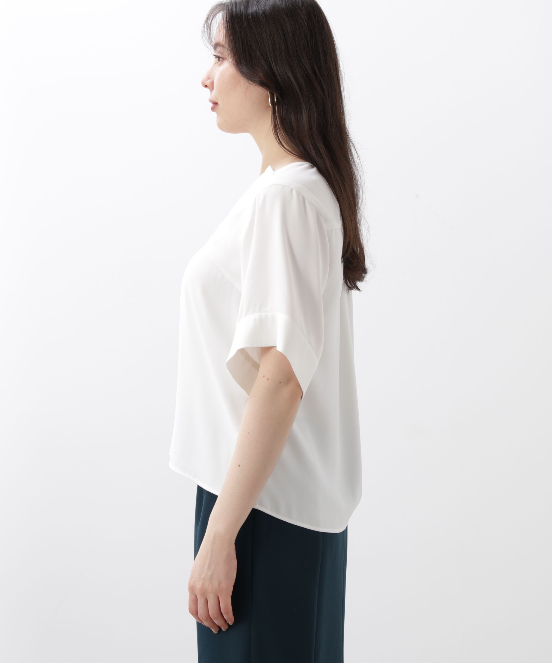  「◆ハーフスリーブＶネックブラウス」|シャツ・ブラウス|