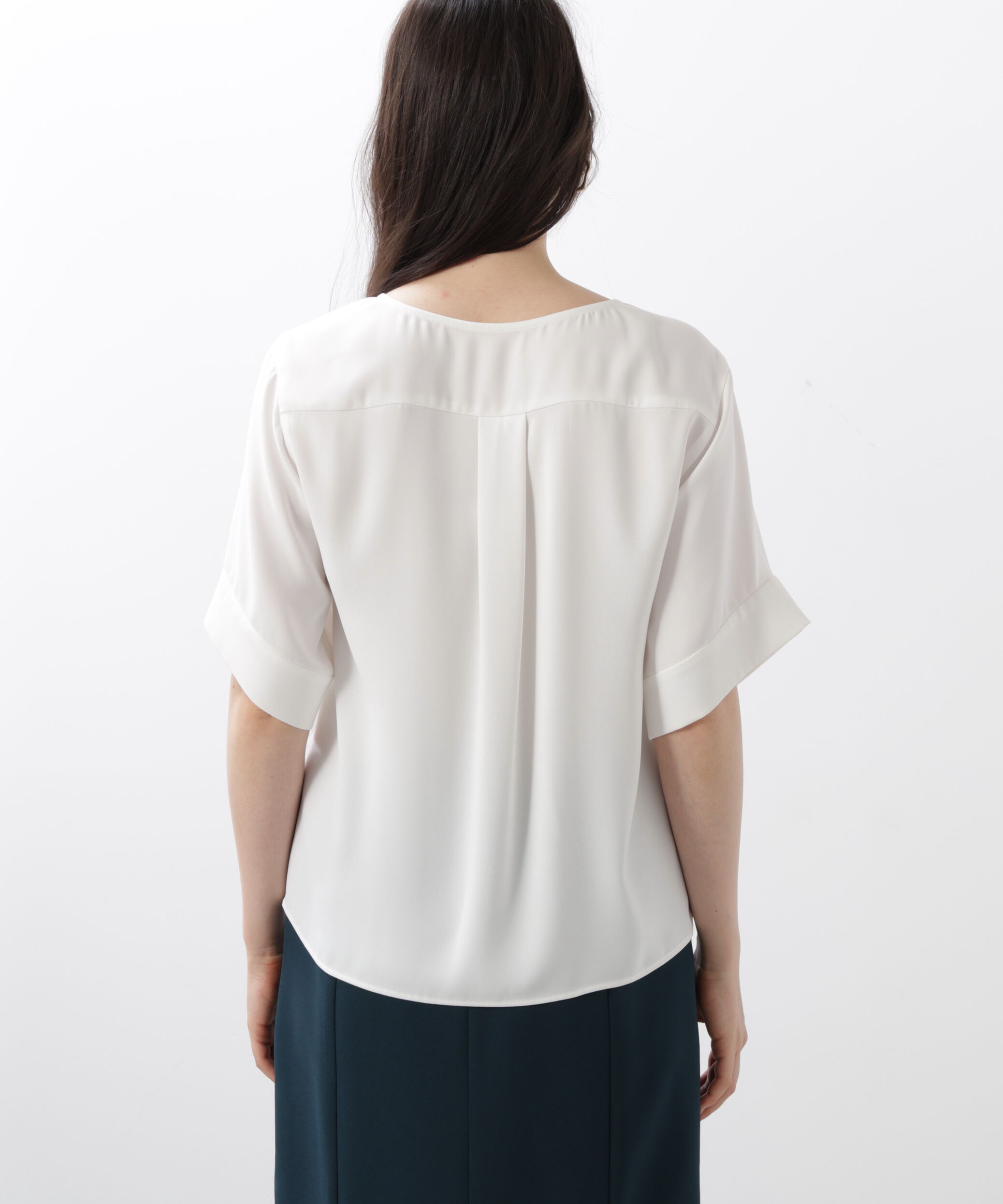  「◆ハーフスリーブＶネックブラウス」|シャツ・ブラウス|