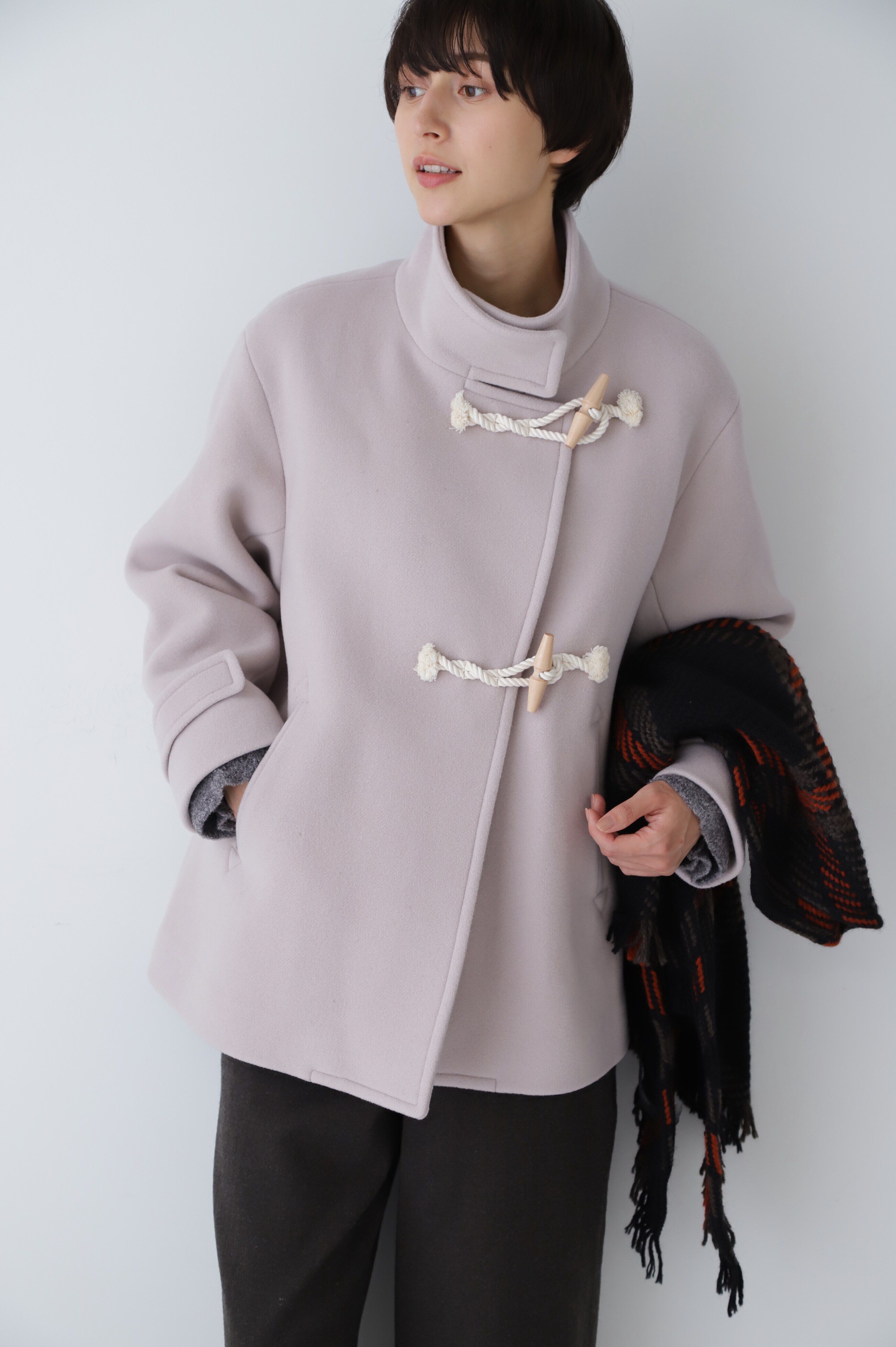  「◆ダブルモッサダッフルコート」|ブルゾン・スタジャン|グレージュ2