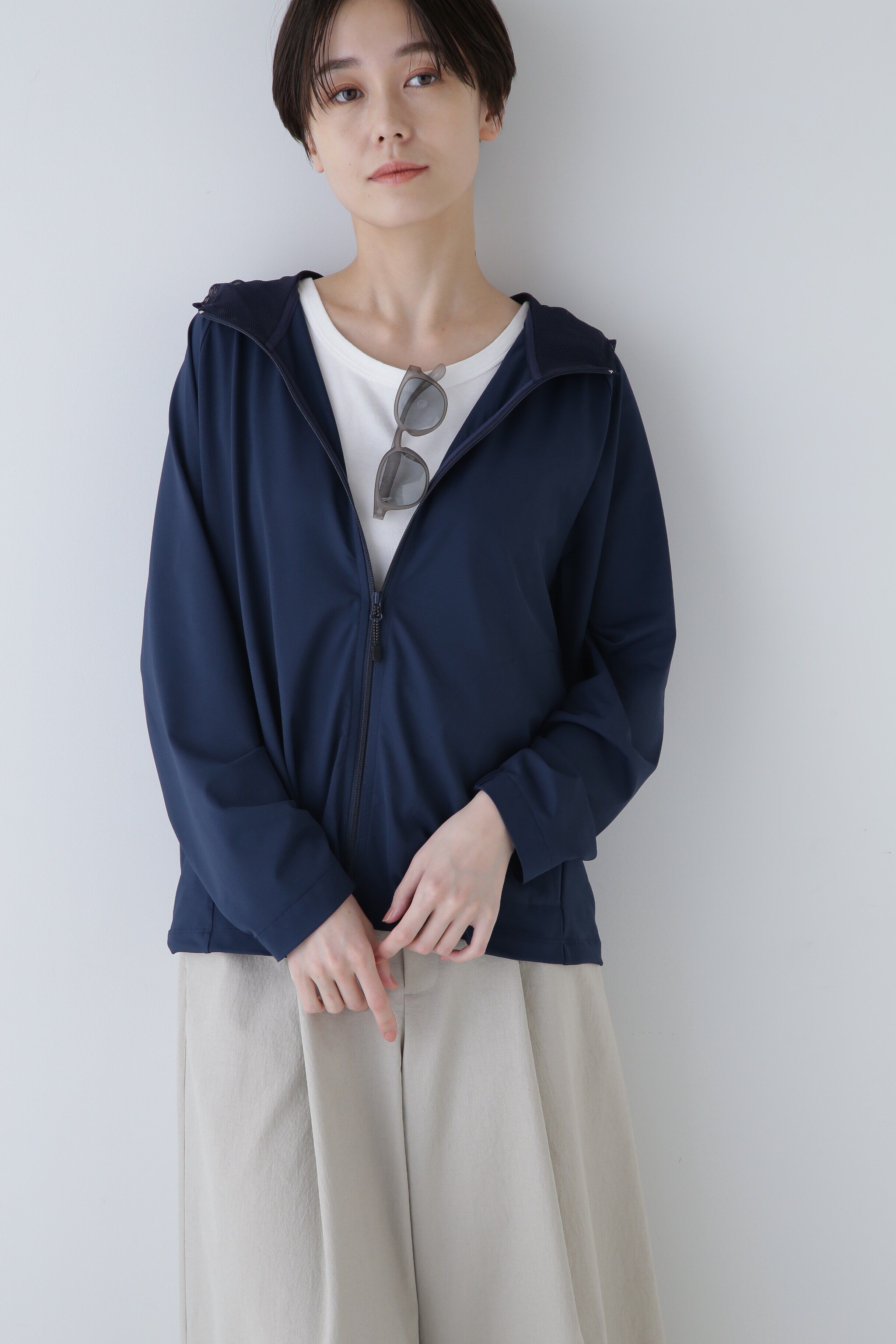  「◆ＵＶカット・吸水速乾ジップアップパーカー」|Tシャツ・カットソー|ネイビー